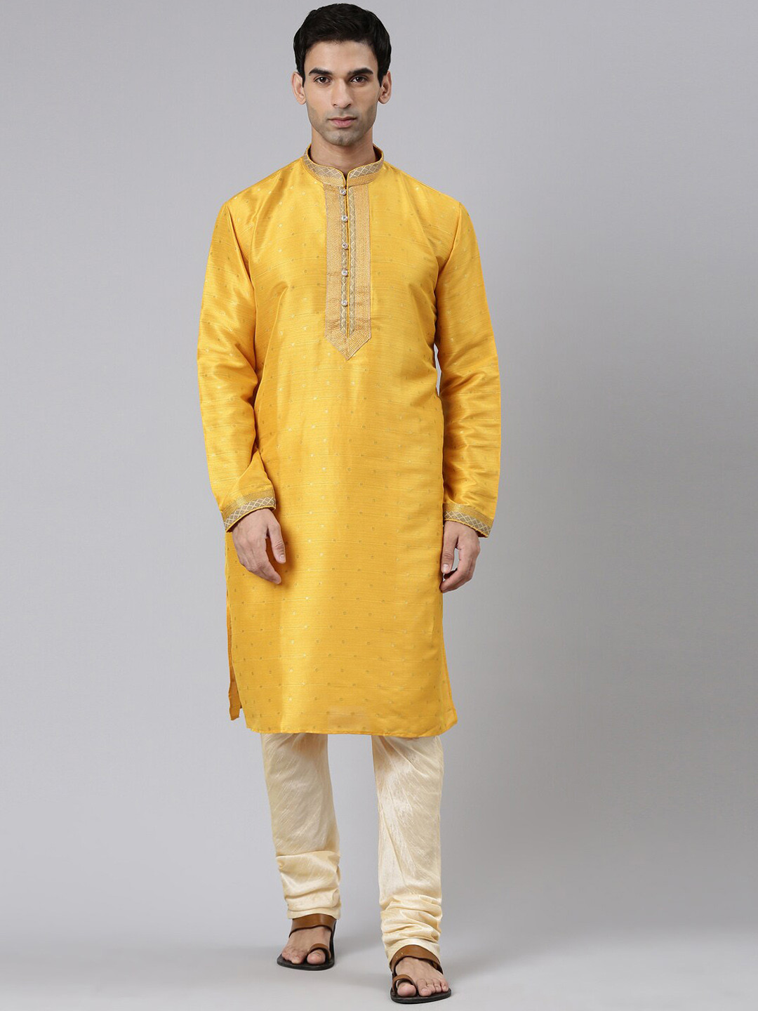 

Rishika Woven Design Thread Work Kurta, Yellow