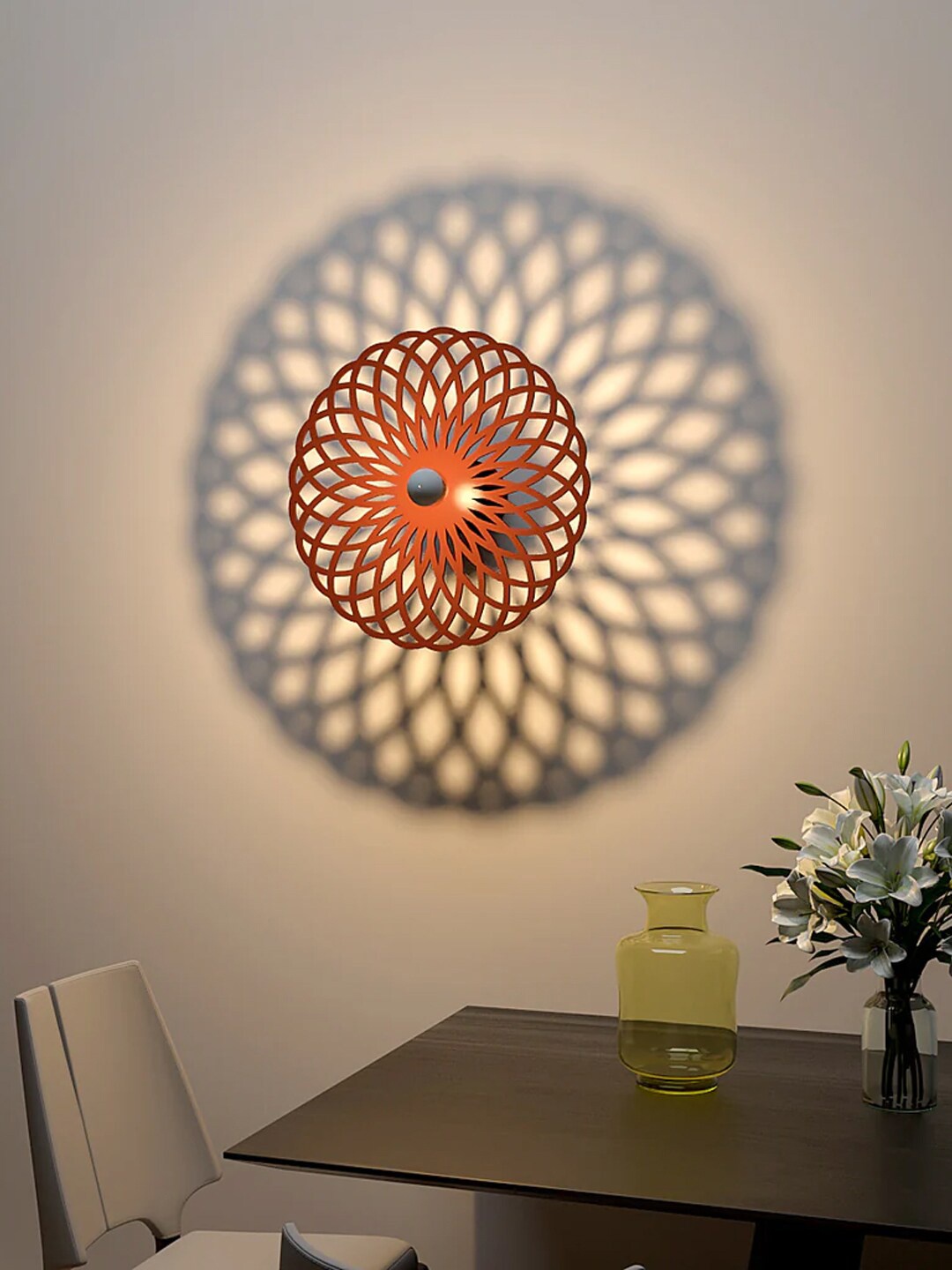 

WALLMANTRA Brown Geometric Circle Design Creative Shadow lamp
