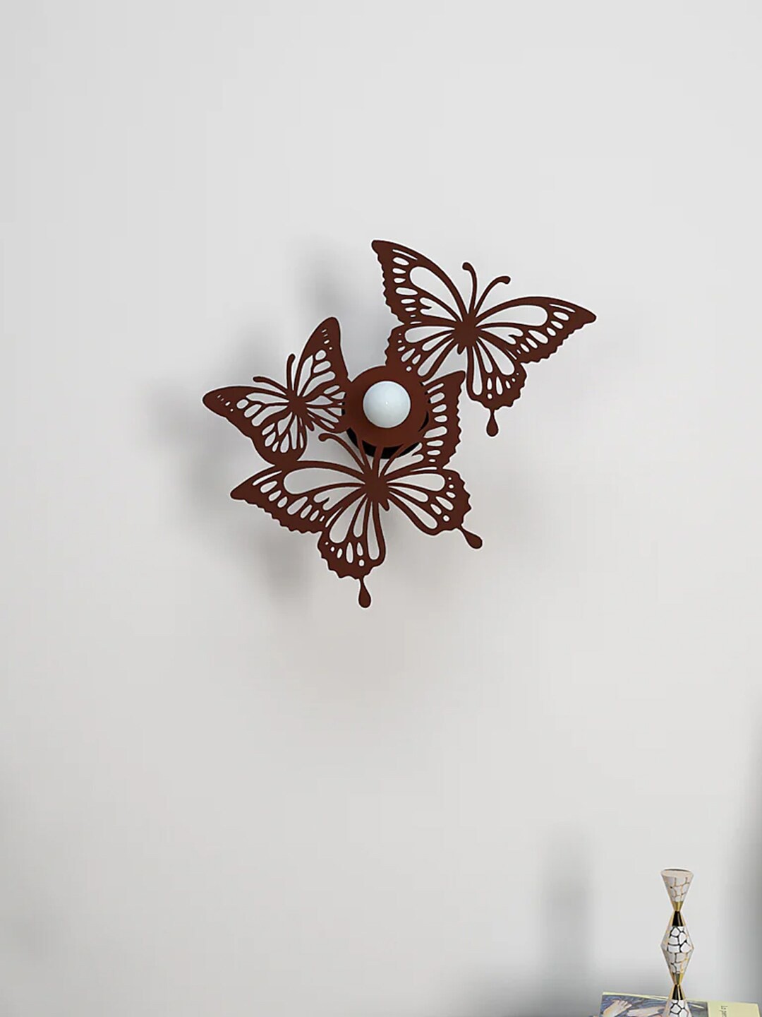

WALLMANTRA Brown Butterfly Group Textured Wall Mounted Shadow Night Lamp