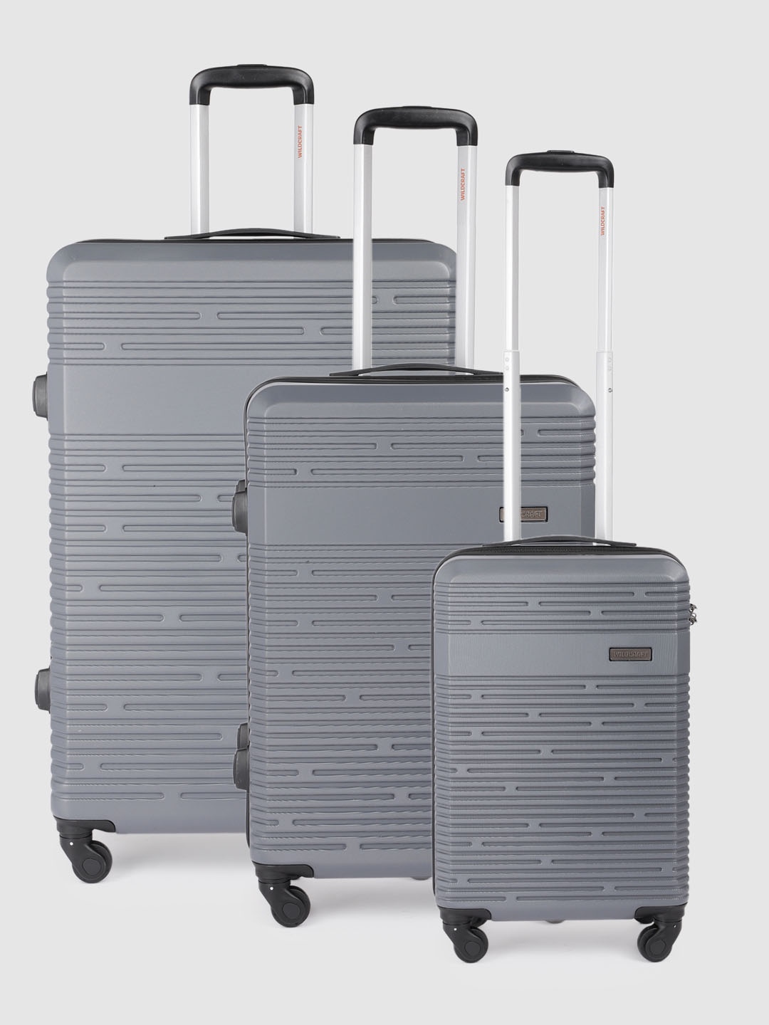 

Wildcraft Unisex Set Of 3 Gypsos Textured Hard-Sided Cabin Medium Large Trolley Suitcases, Grey