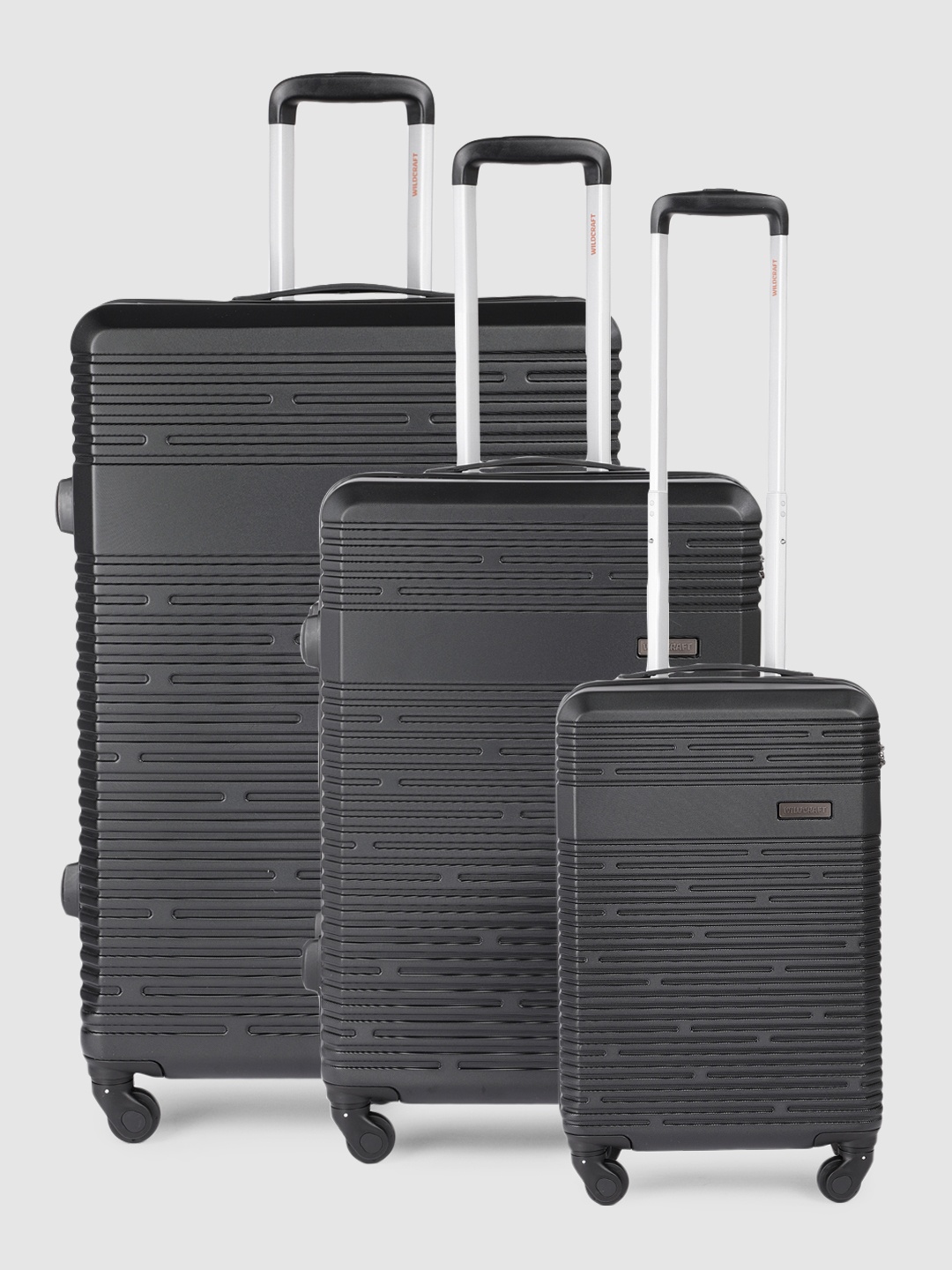 

Wildcraft Set of 3 Gypsos Trolley Suitcases - Cabin & Medium & Large, Black