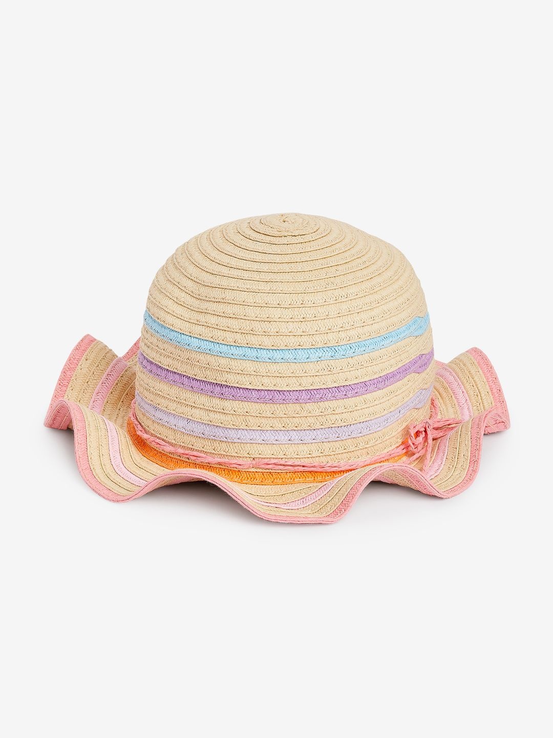 

NEXT Girls Straw Wavy Rainbow Sun Protection Hat, Beige
