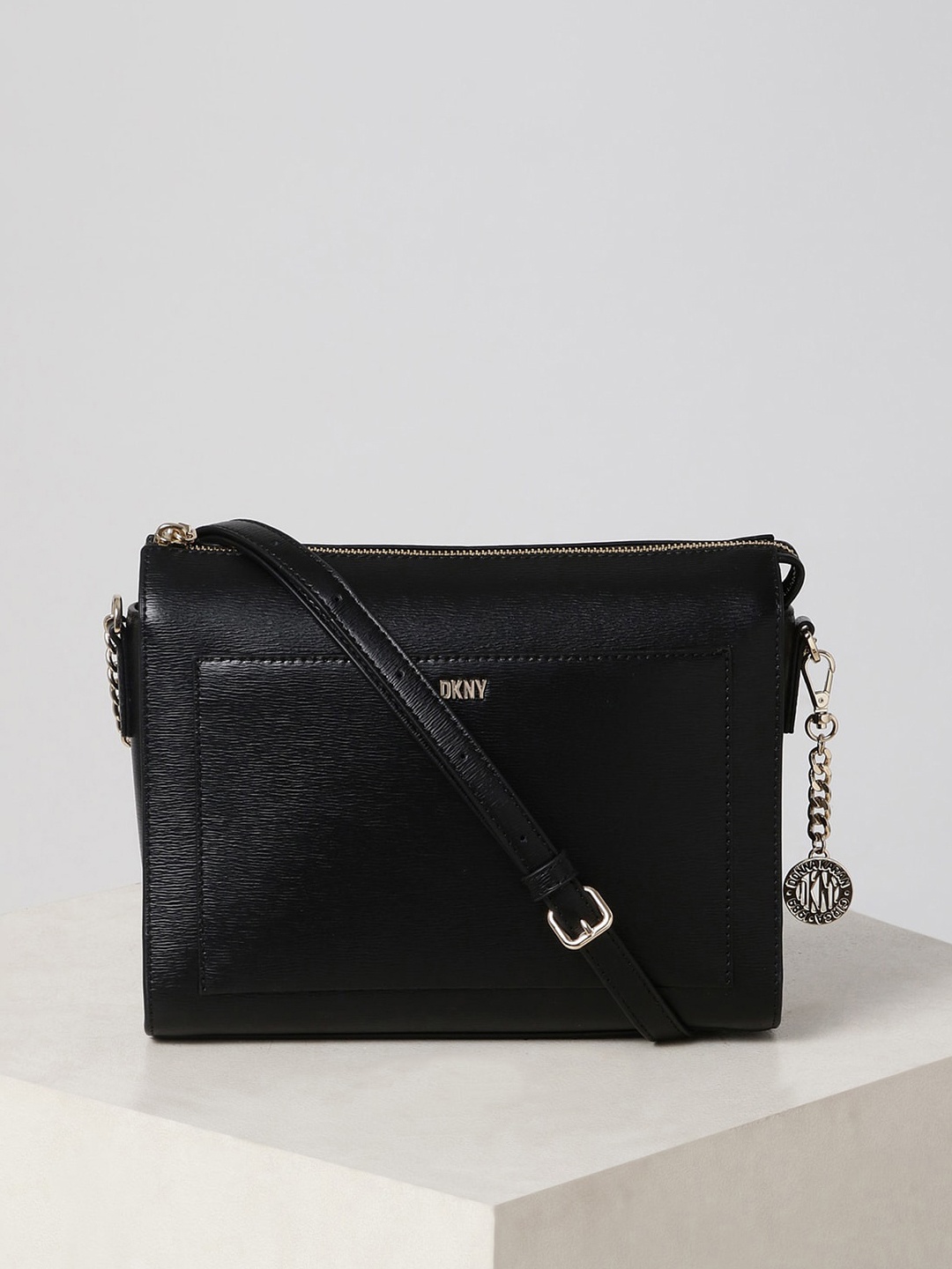 

DKNY Textured Leather Sling Bag, Black