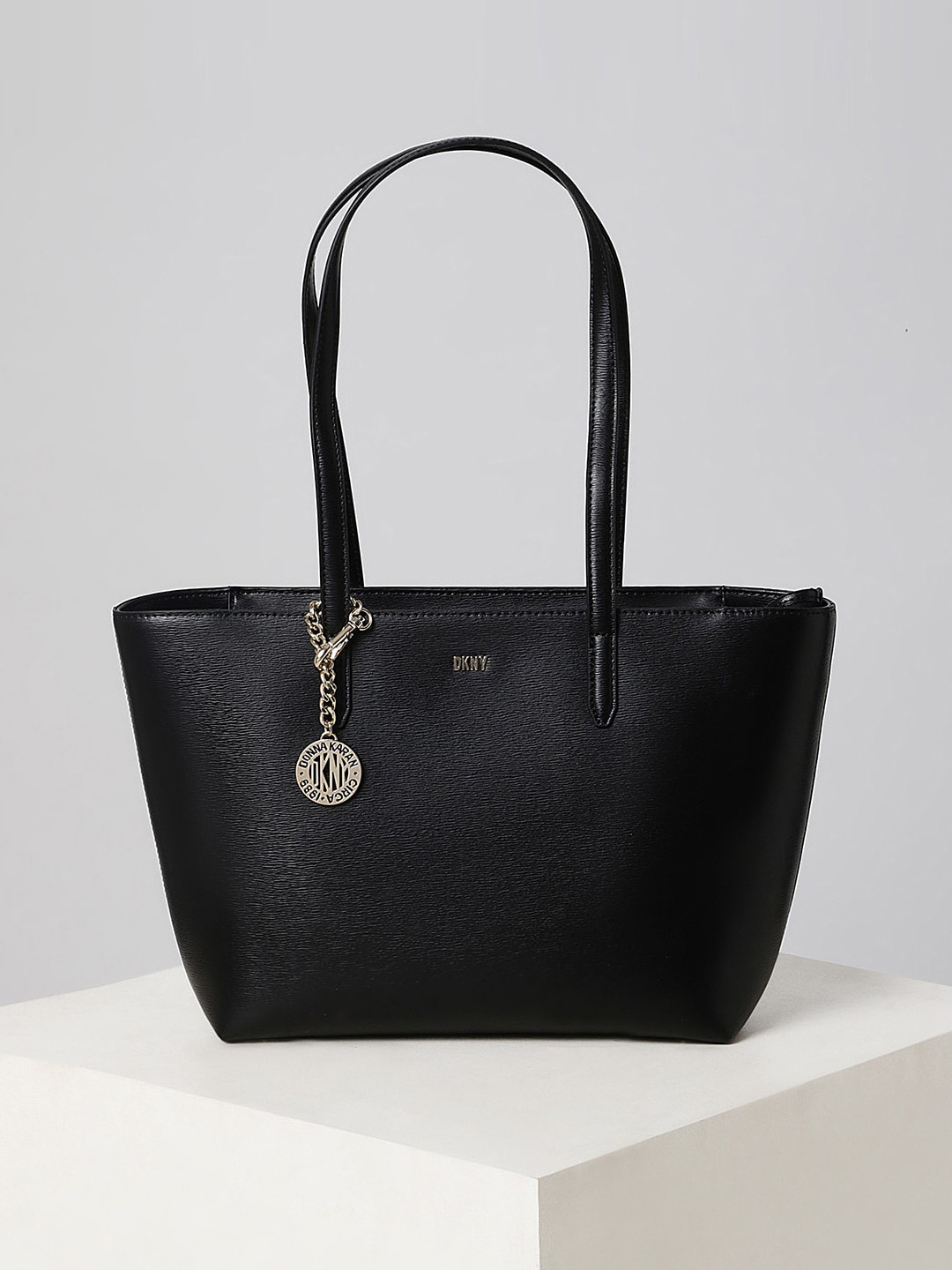 

DKNY Printed Leather Structured Shoulder Bag, Black