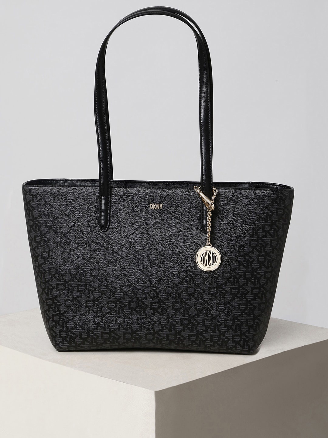 

DKNY Printed Leather Structured Shoulder Bag, Black