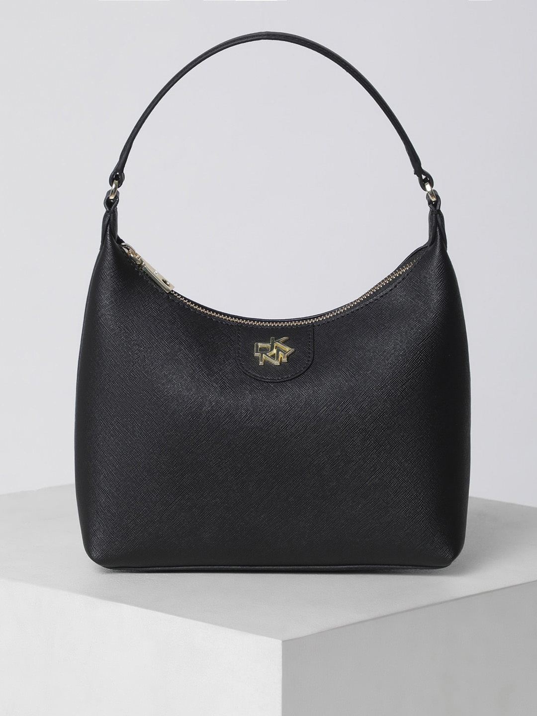 

DKNY Textured Leather Hobo Bag, Black