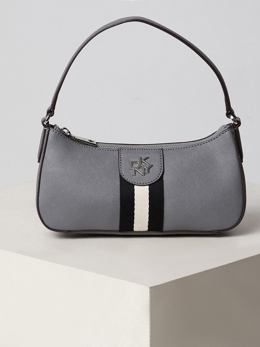 

DKNY Colourblocked Leather Bucket Hobo Bag, Charcoal