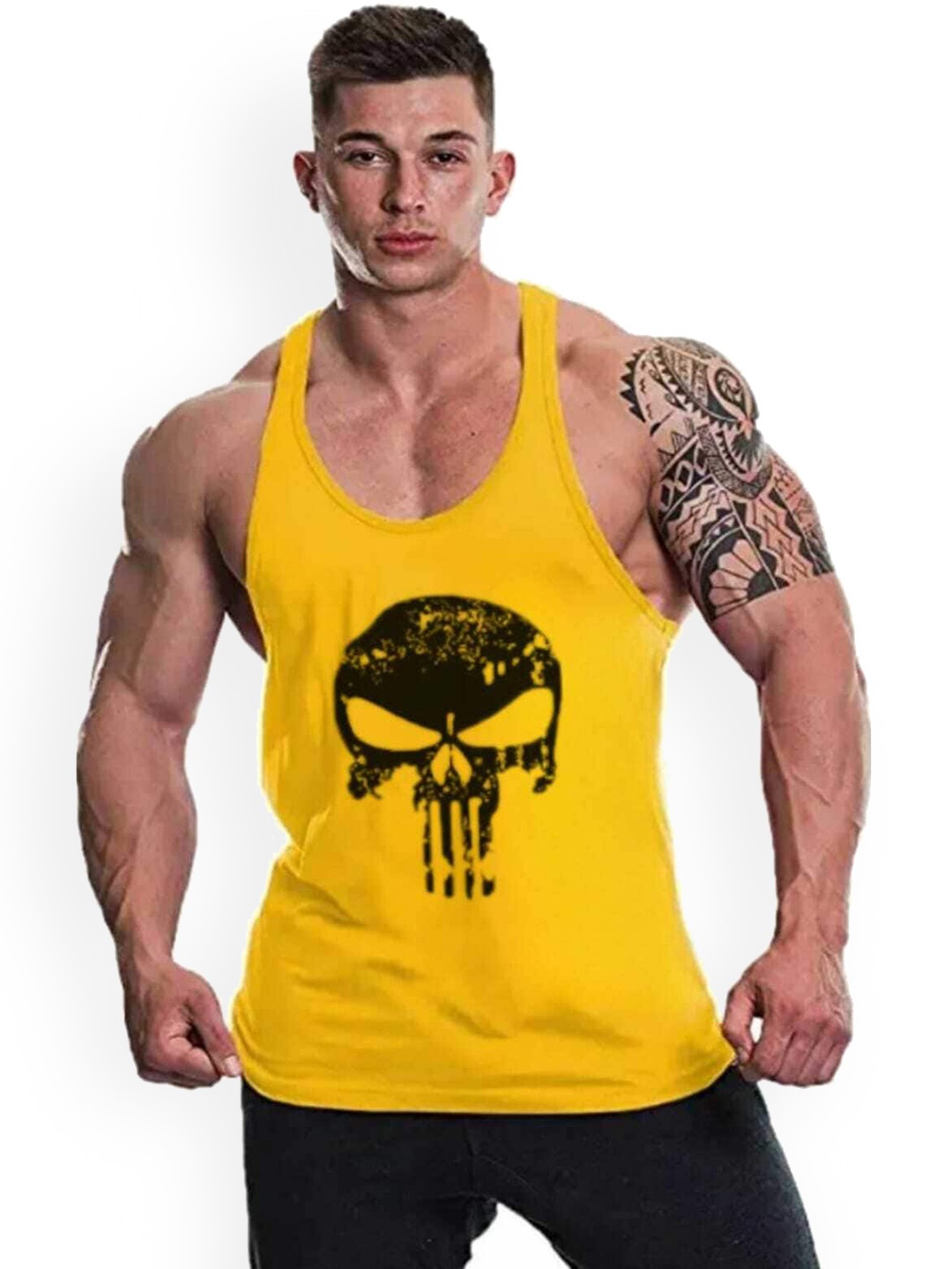 

MASCARI Graphic Printed Anti-Microbial Gym Vests, Yellow