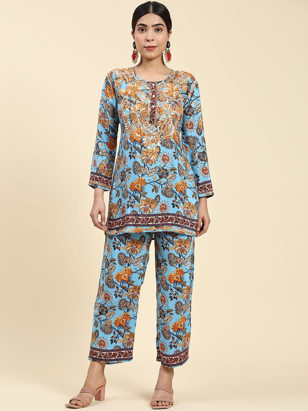 

HOUSE OF KARI Printed Tunic With Trouser Co-Ords, Blue