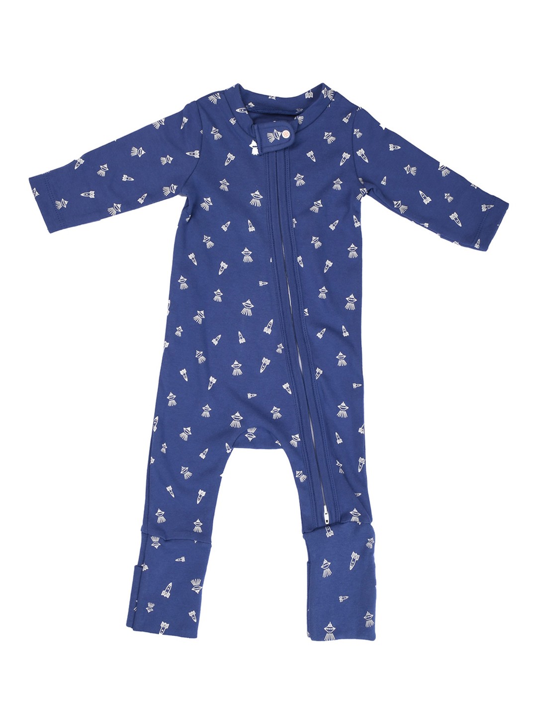 

GREENDIGO Infant Kids Conversational Printed Organic Cotton Rompers, Blue