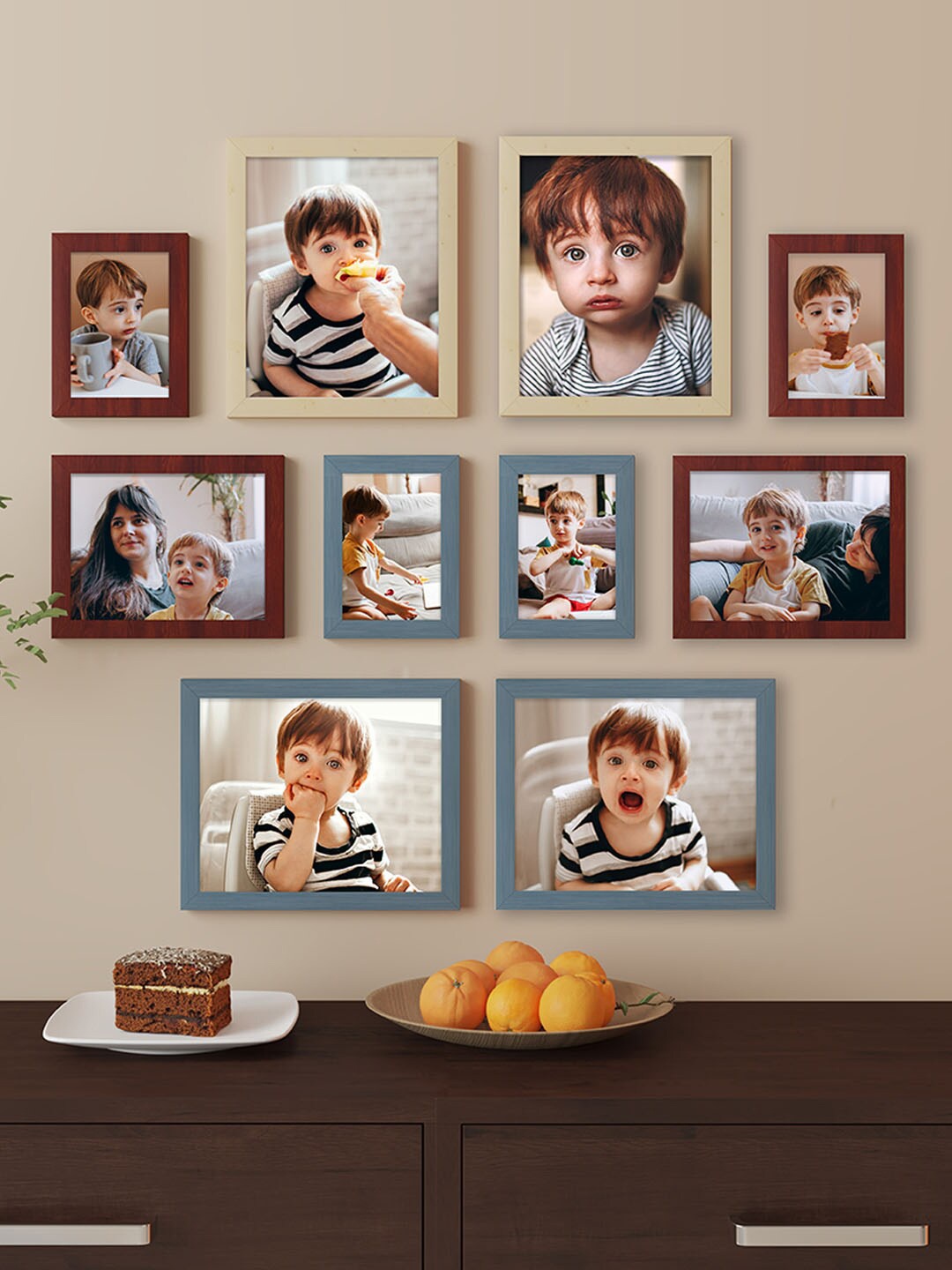 

Art Street Blue & Beige 10 Pieces Photo Frames, Multi