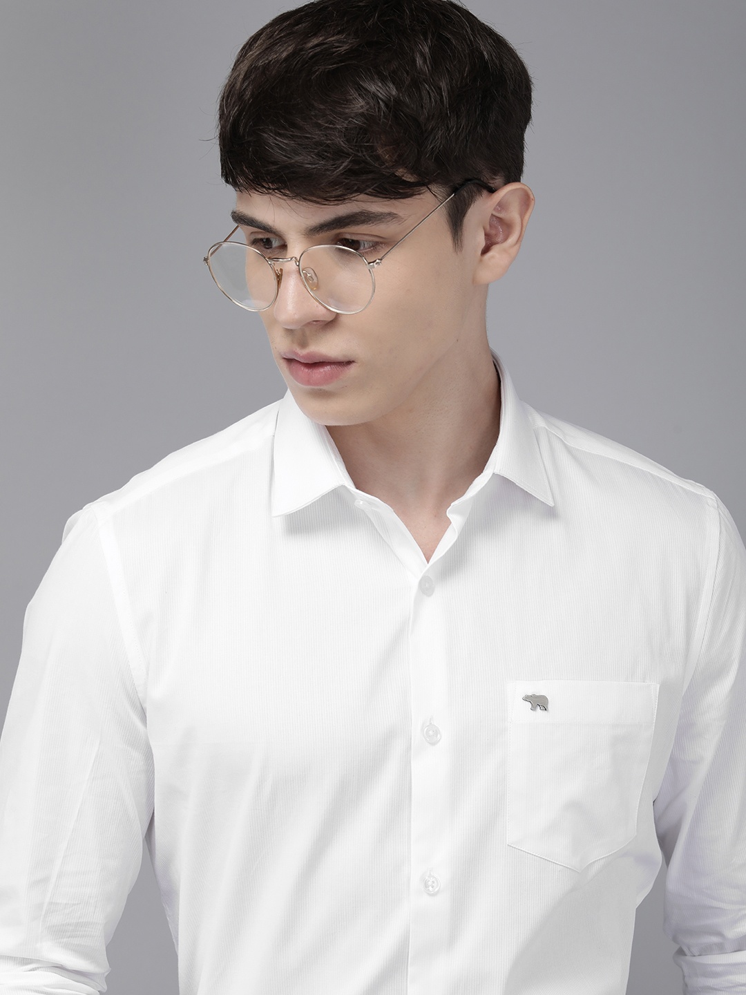 

THE BEAR HOUSE Men Slim Fit Opaque Formal Shirt, White