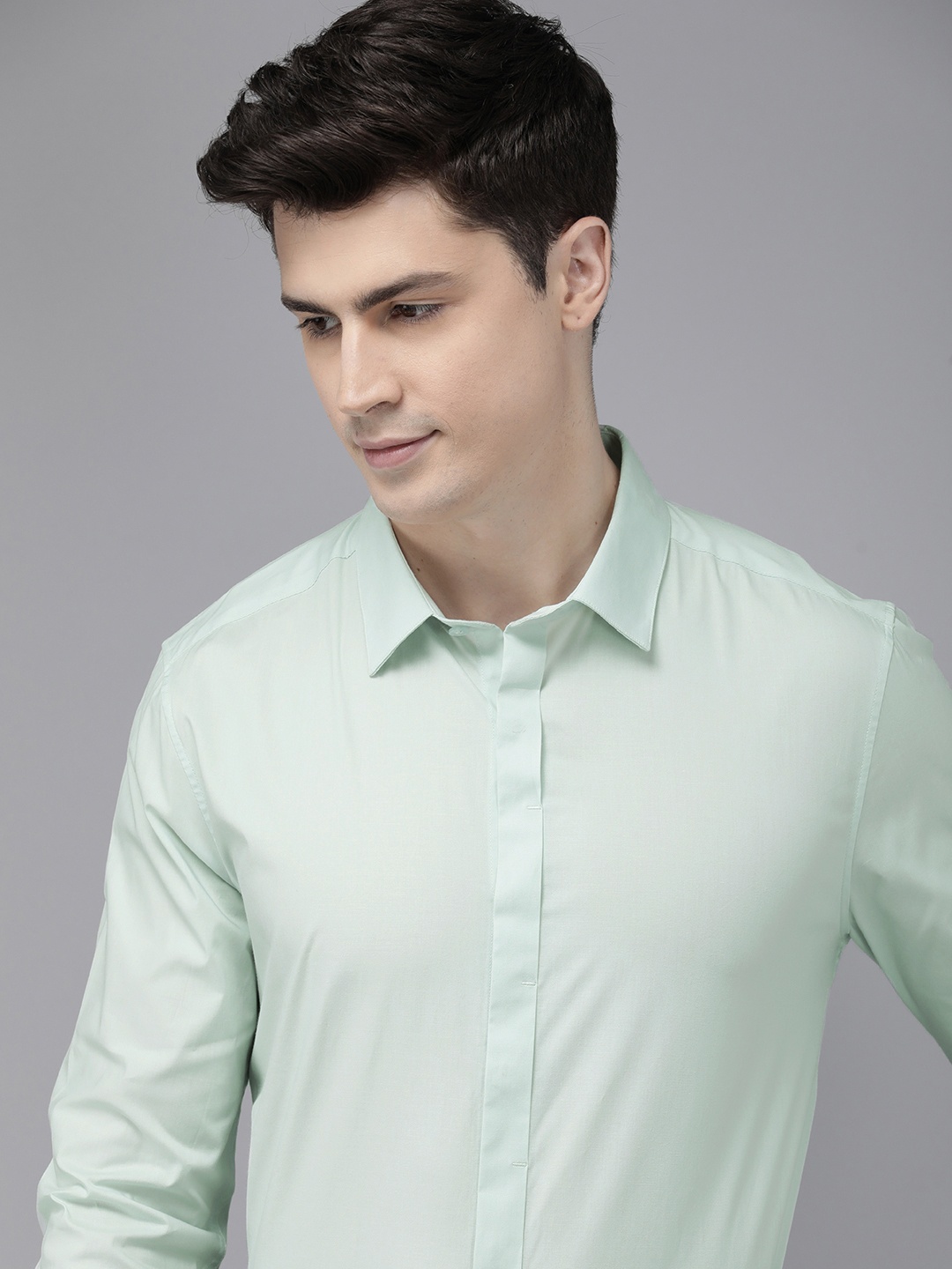 

THE BEAR HOUSE Men Slim Fit Opaque Formal Shirt, Green