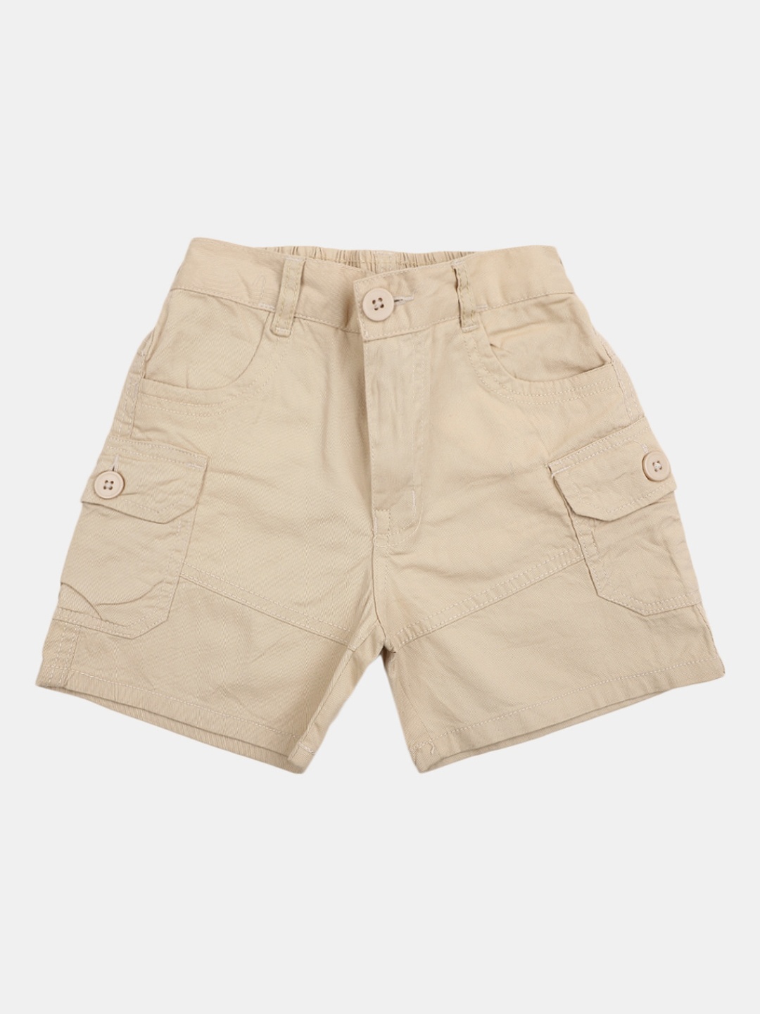 

V-Mart Boys Mid-Rise Cotton Cargo Shorts, Beige