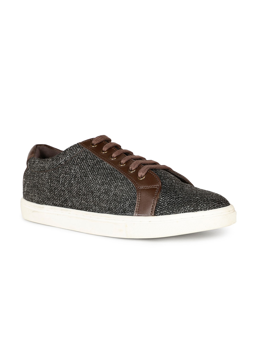 

Bata Men Woven Design Leather Sneakers, Grey