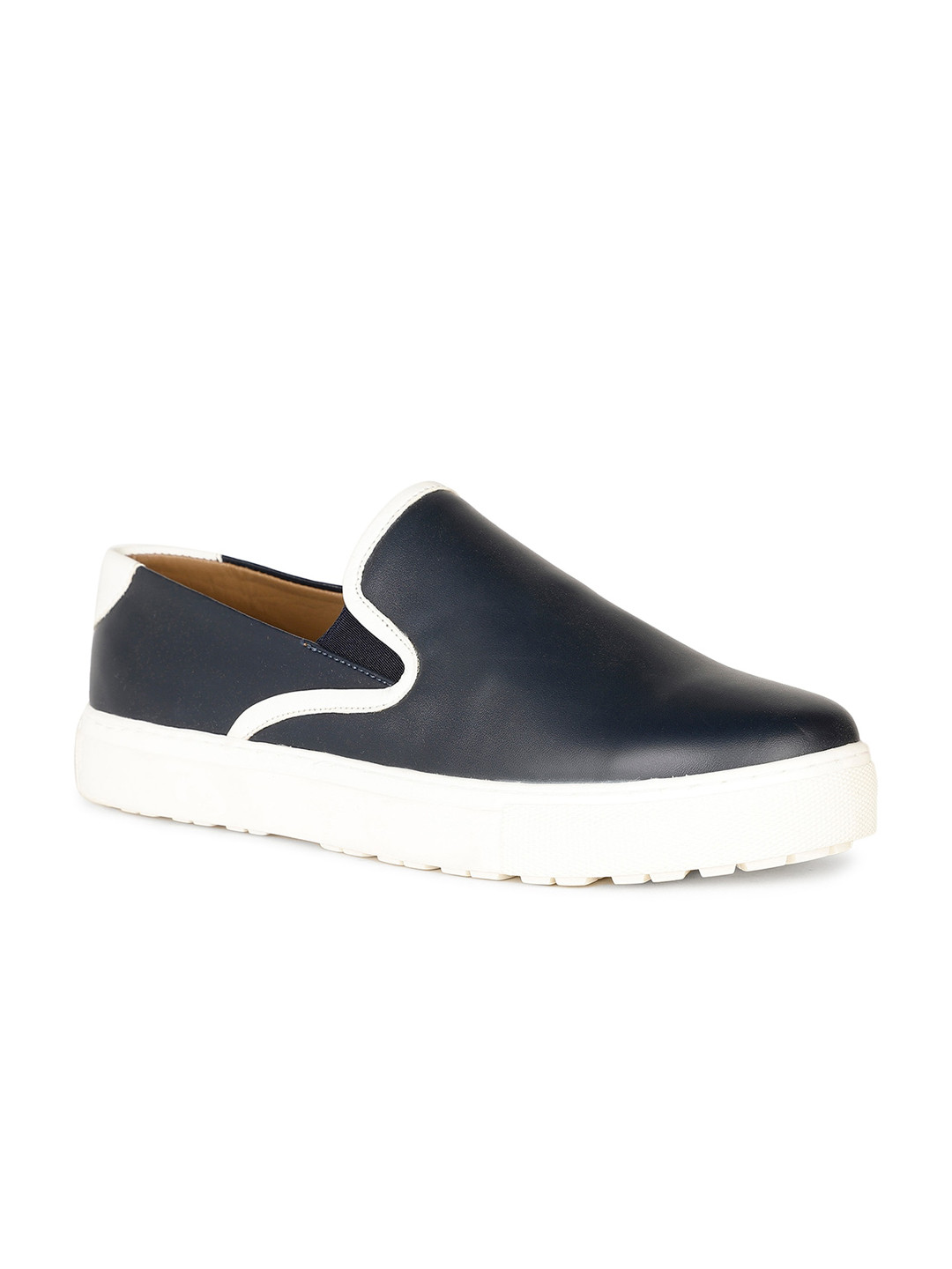 

Bata Men Textured Leather Slip-On Sneakers, Navy blue