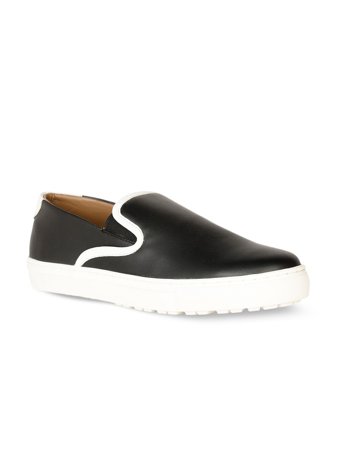 

Bata Men Textured Leather Slip-On Sneakers, Black