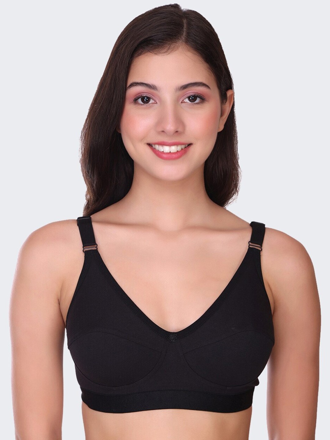 

POOJA RAGENEE Full Coverage All Day Comfort Cotton Everyday Bra, Black