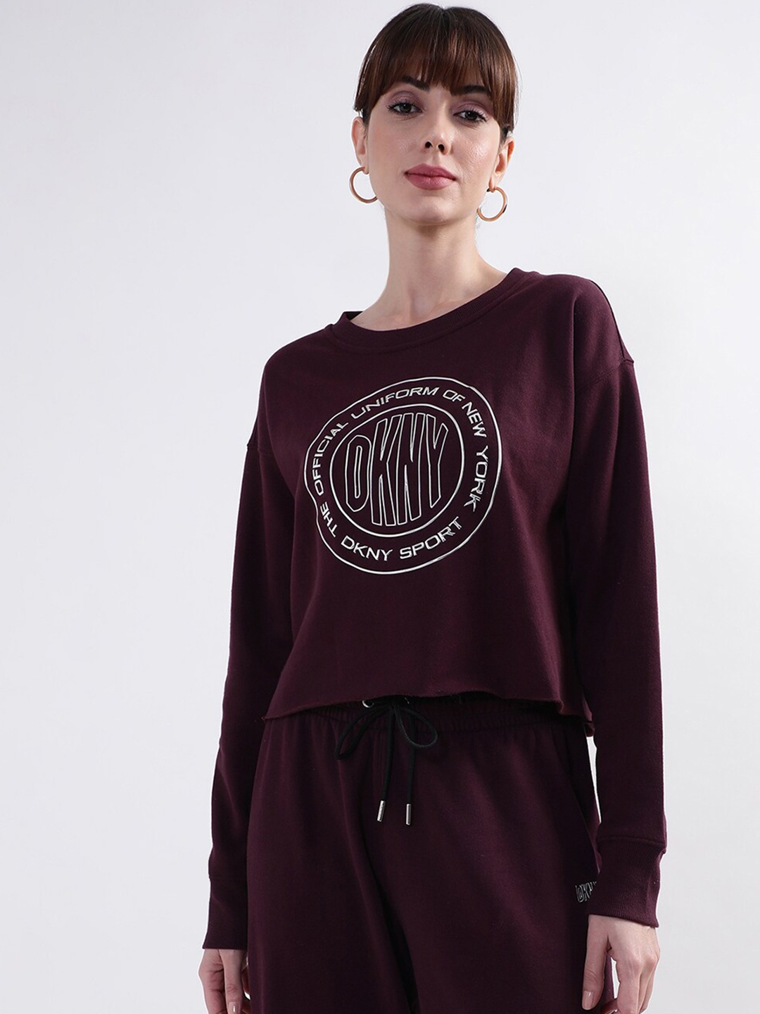 

DKNY Typography Printed Cotton Sweatshirt, Maroon