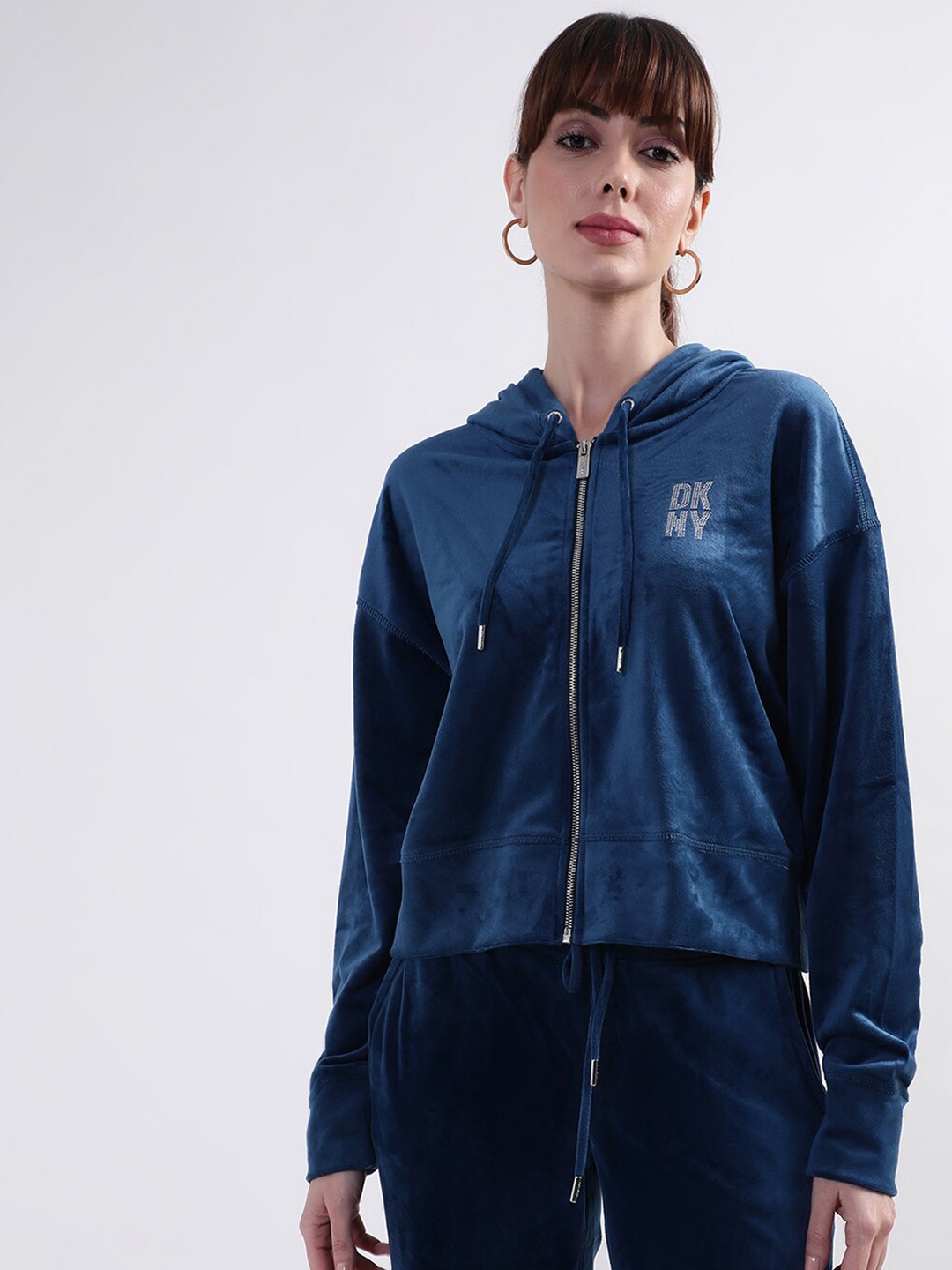 

DKNY Hooded Front Open Sweatshirt, Blue