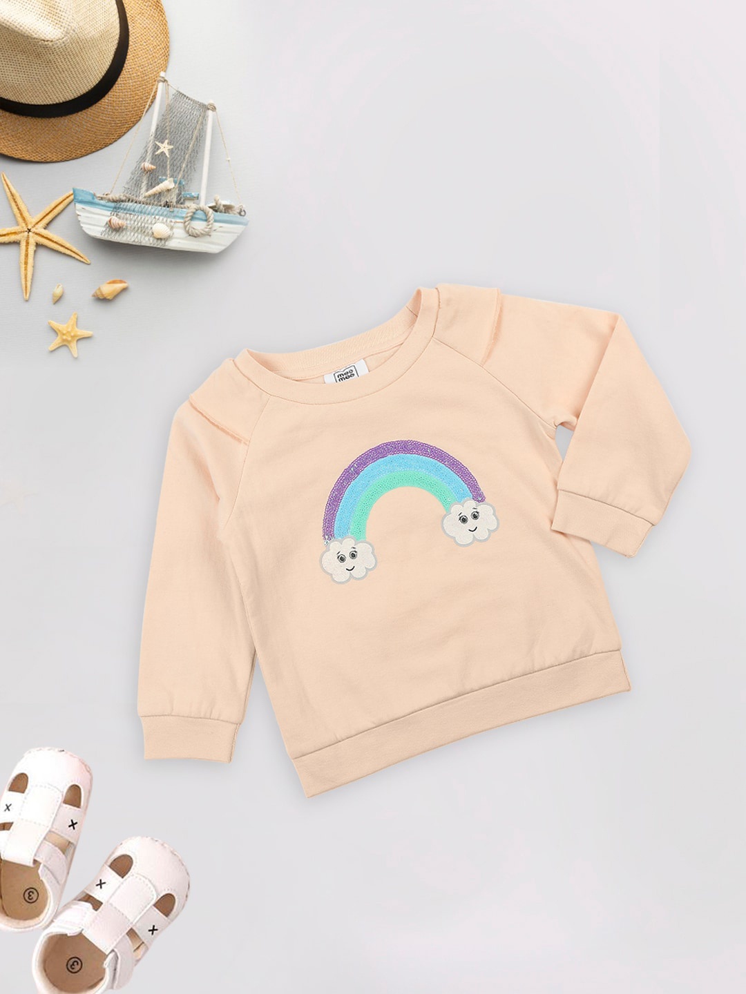 

MeeMee Boys Graphic Printed Sweatshirt, Peach