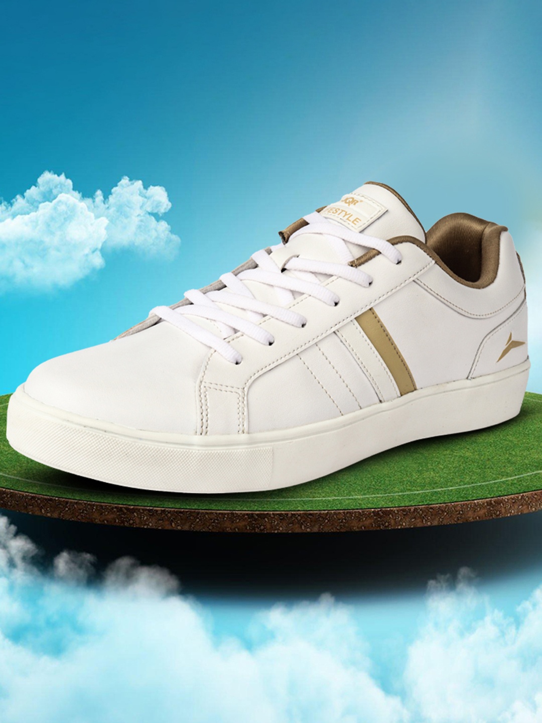 

JQR Men Striped Lightweight Memory Foam Basics Sneakers, White