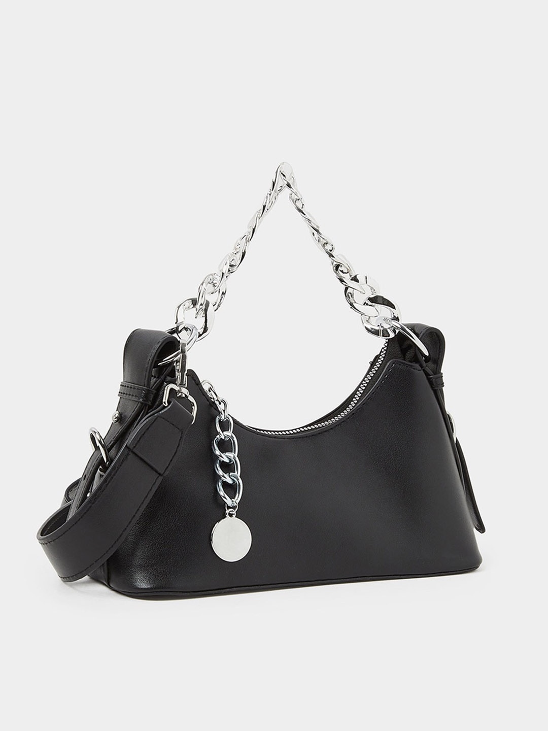 

Styli Black Animal Embellished PU Oversized Structured Hobo Bag with Tasselled