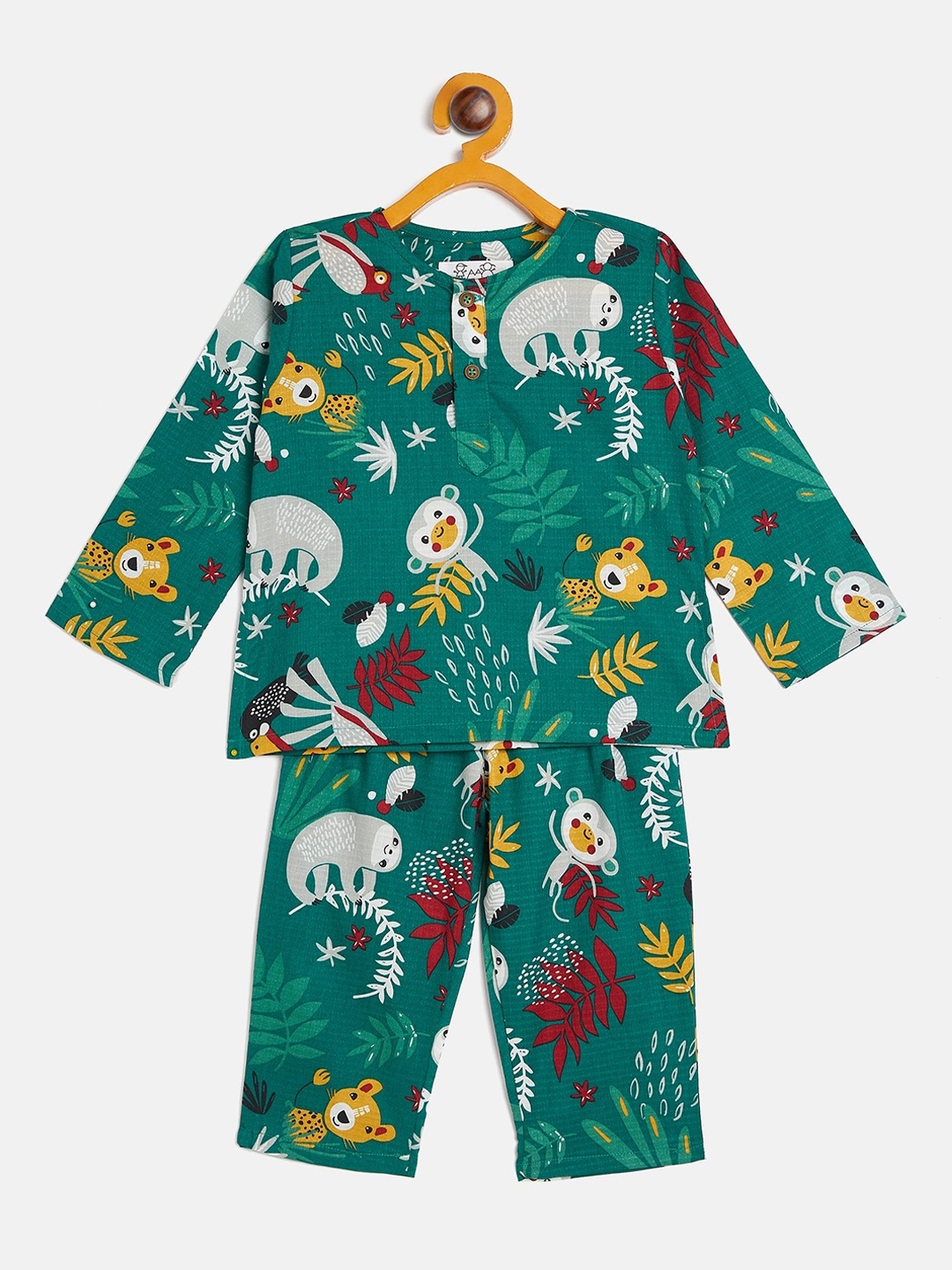 

JWAAQ Infants Kids Tropical Printed Night Suit, Green