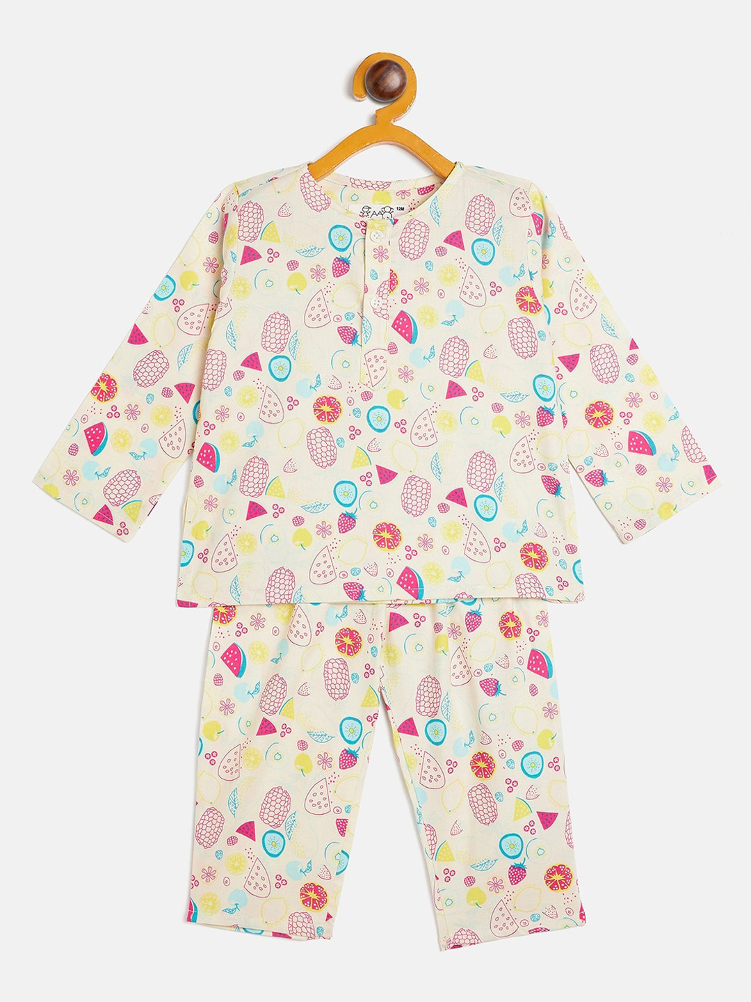 

JWAAQ Infants Kids Conversational Printed Night Suit, Off white