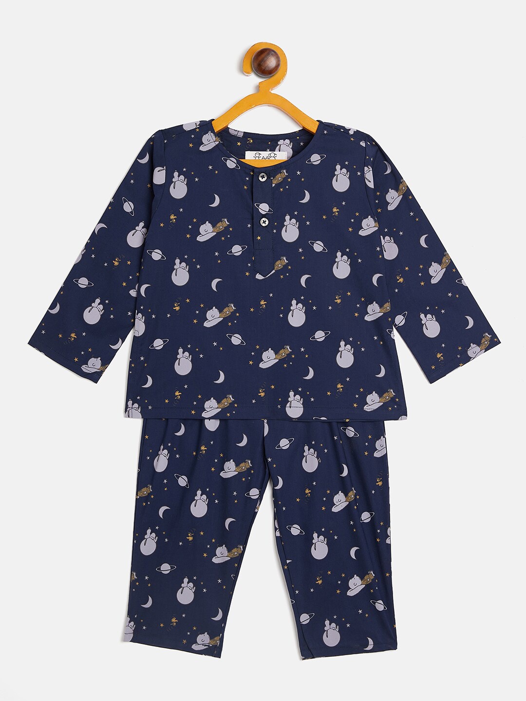 

JWAAQ Infants Kids Conversational Printed Night Suit, Blue