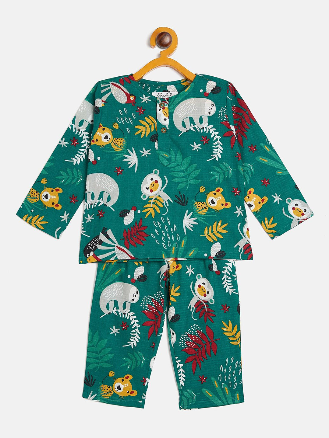 

JWAAQ Infants Kids Tropical Printed Night Suit, Green