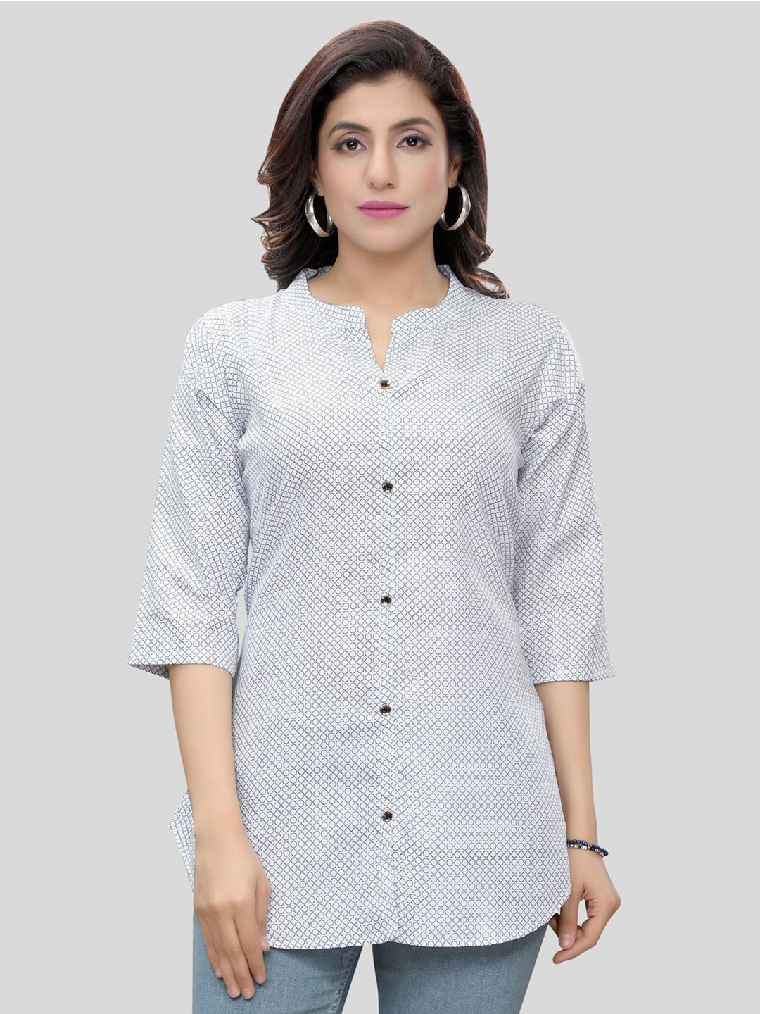 

Saree Swarg Geometric Printed Kurti, White