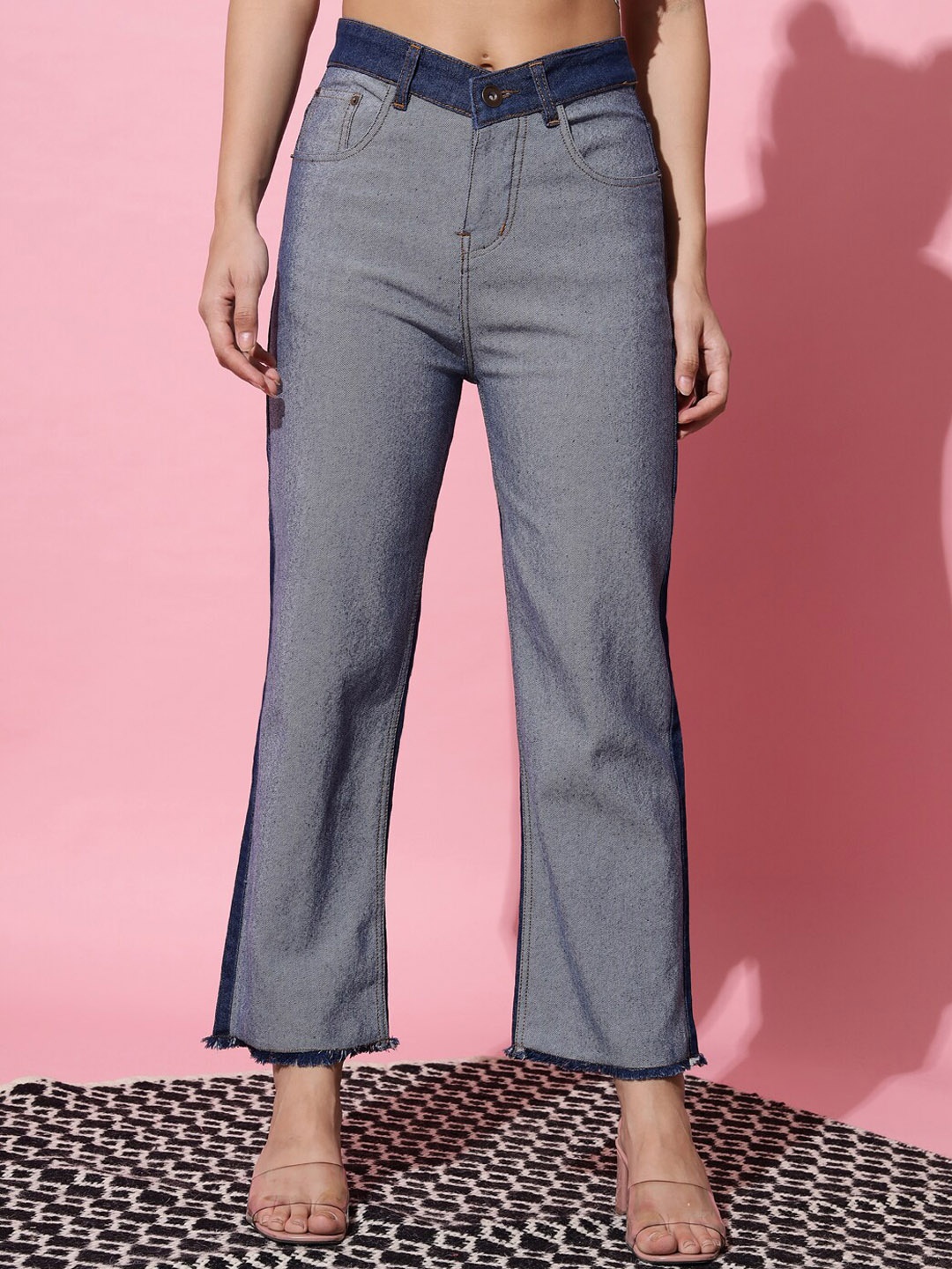 

UNITED DENIM Women Flared High-Rise Stretchable Jeans, Blue