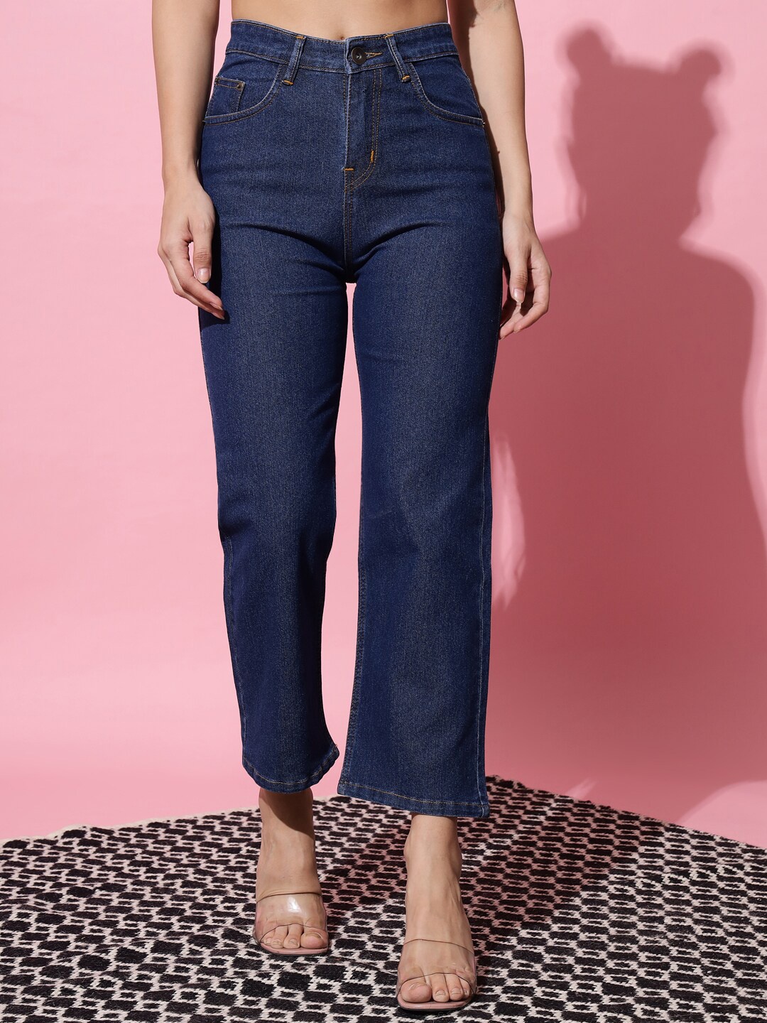

UNITED DENIM Women Flared High-Rise Stretchable Cotton Jeans, Blue