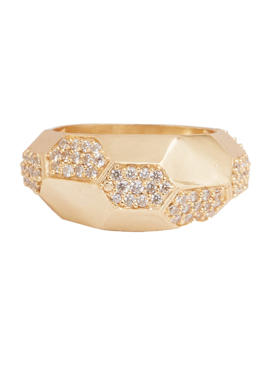 

Tipsyfly Gold-Plated & Crystal-Studded Honeycomb Finger Ring