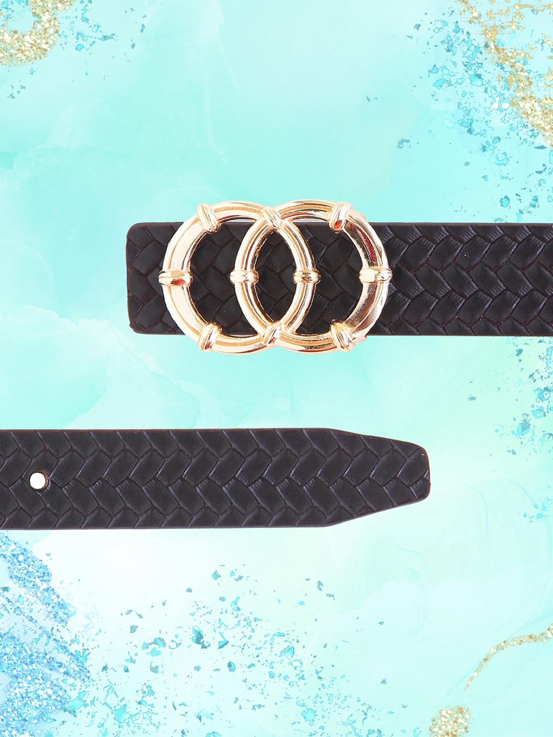 

Calvadoss Women Textured Leather Belt, Brown