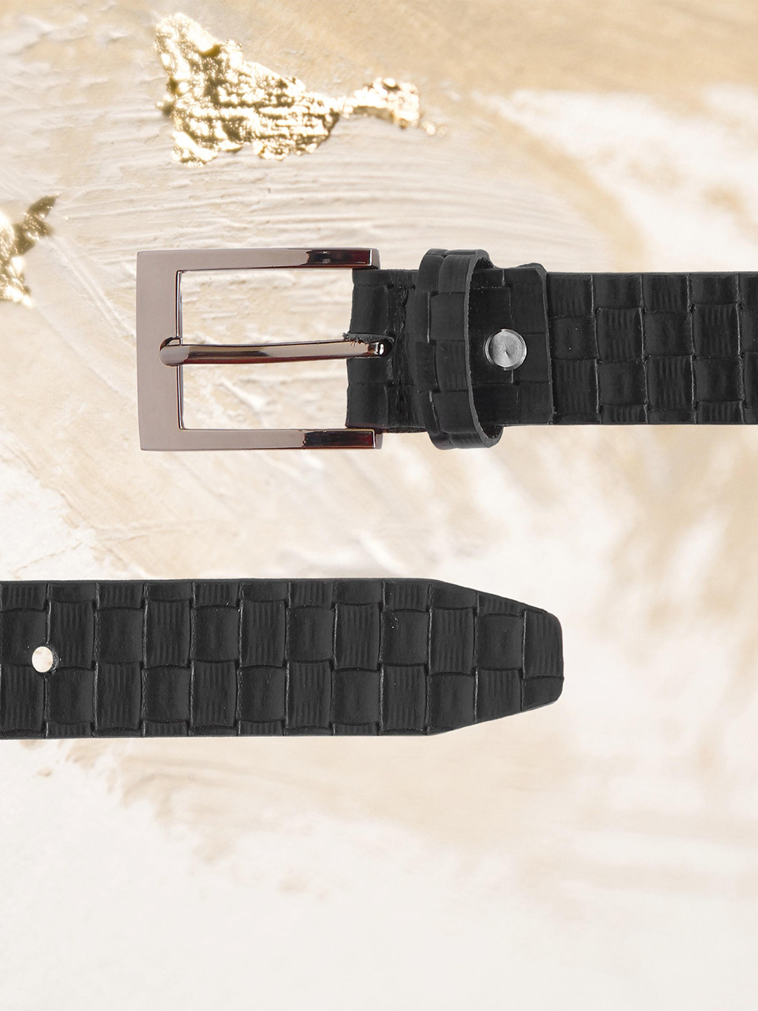 

Calvadoss Women Textured Leather Belt, Black