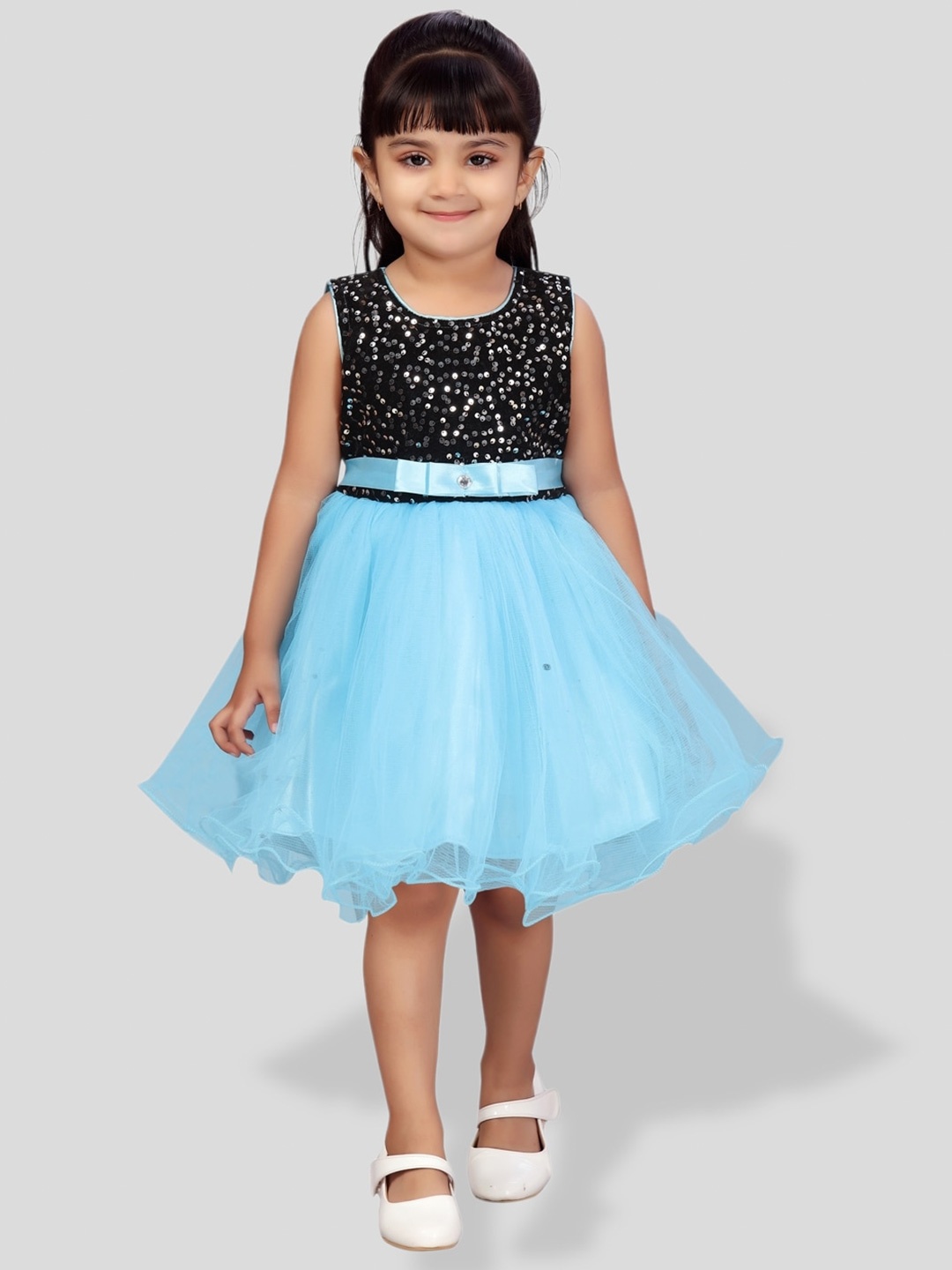 

BAESD Embellished Net Fit & Flare Dress, Turquoise blue