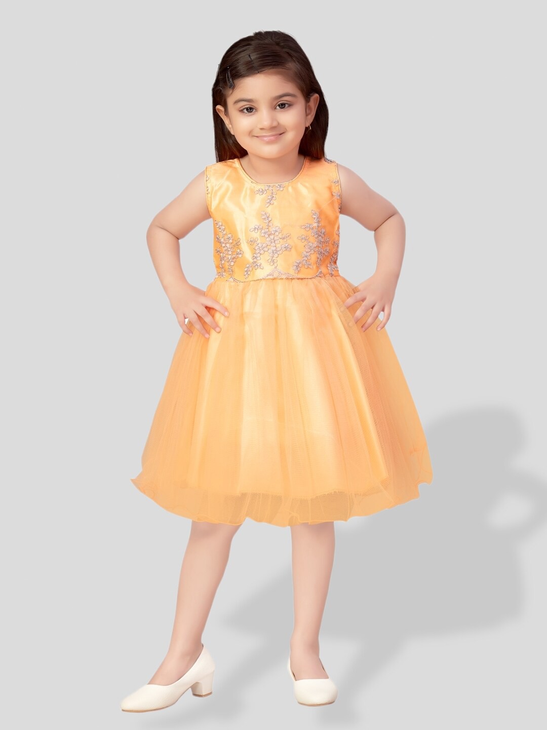 

BAESD Girls Self-Design Fit & Flare Dress, Orange