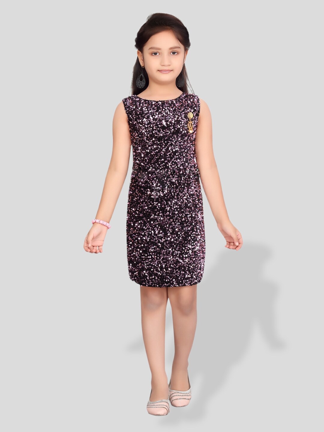 

BAESD Girls Self-Design Embellished Sheath Dress, Purple