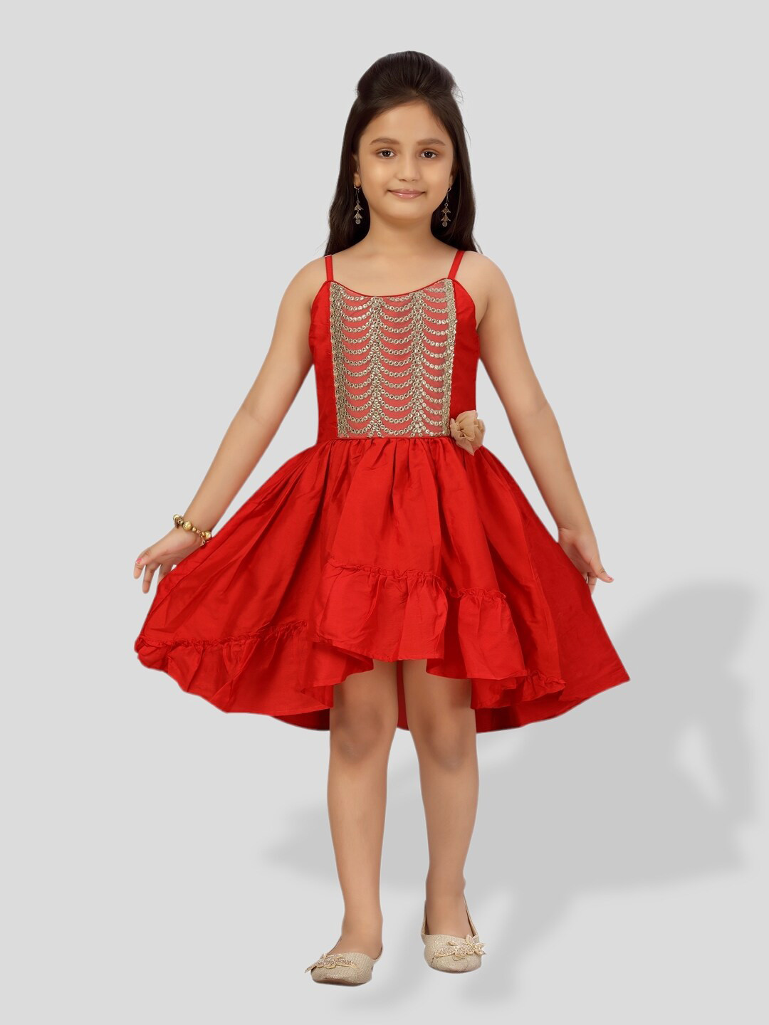 

BAESD Girls Embellished Fit & Flare Midi Dress, Red