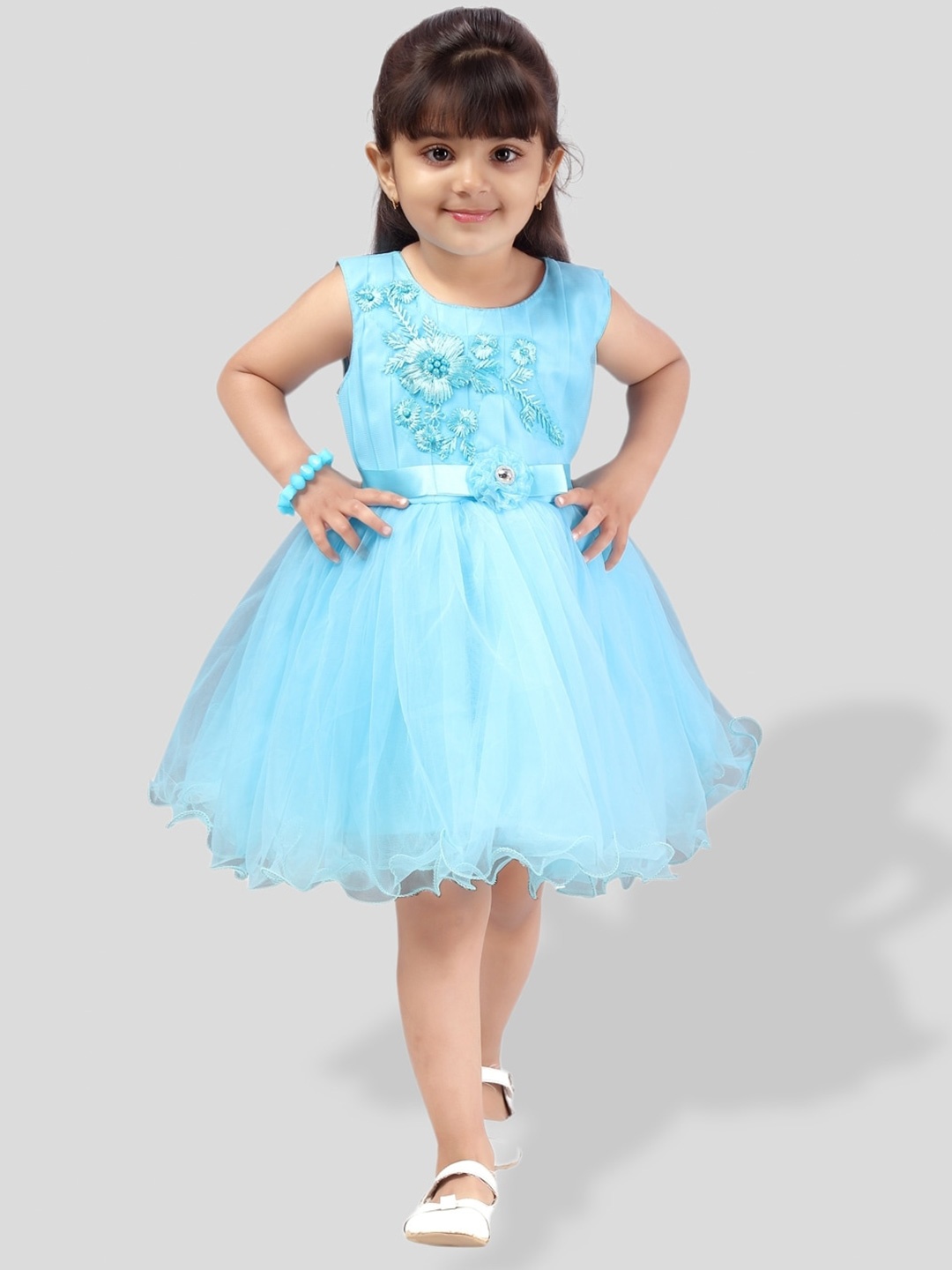 

BAESD Girls Embroidered Net Fit & Flare Tulle Dress, Blue