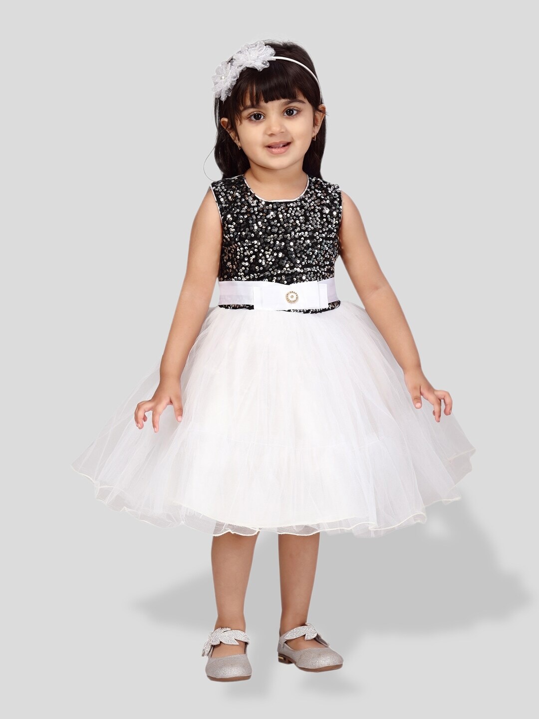

BAESD Girls Sequin Embellished Net Fit & Flare Tulle Dress, White