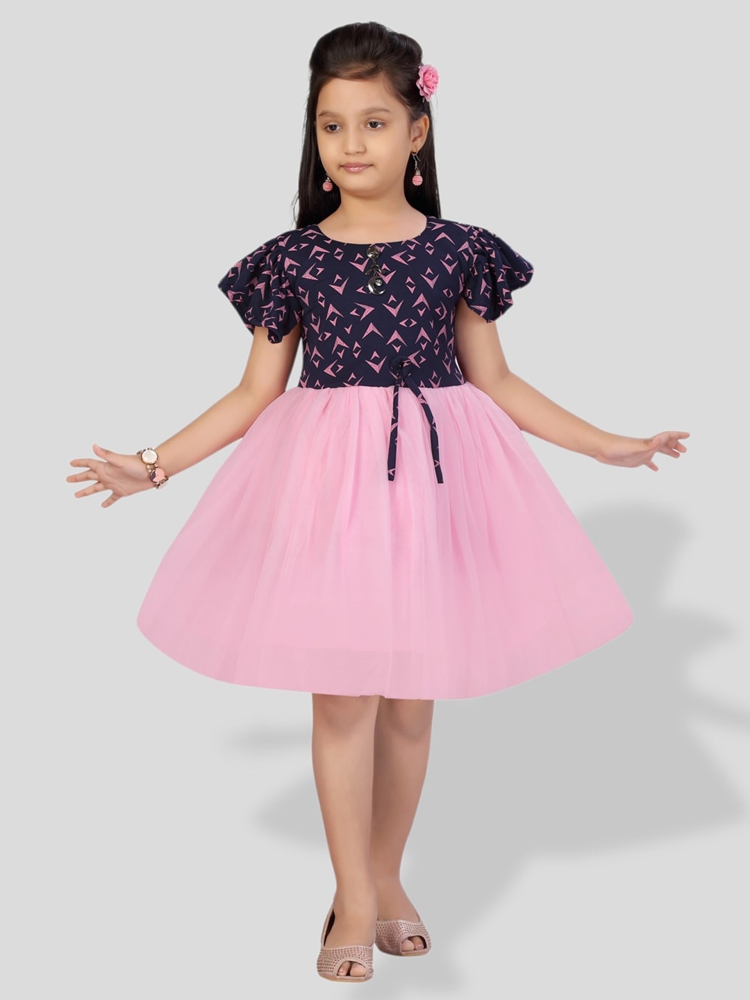 

BAESD Girls Embellished Print Fit & Flare Tulle Dress, Blue