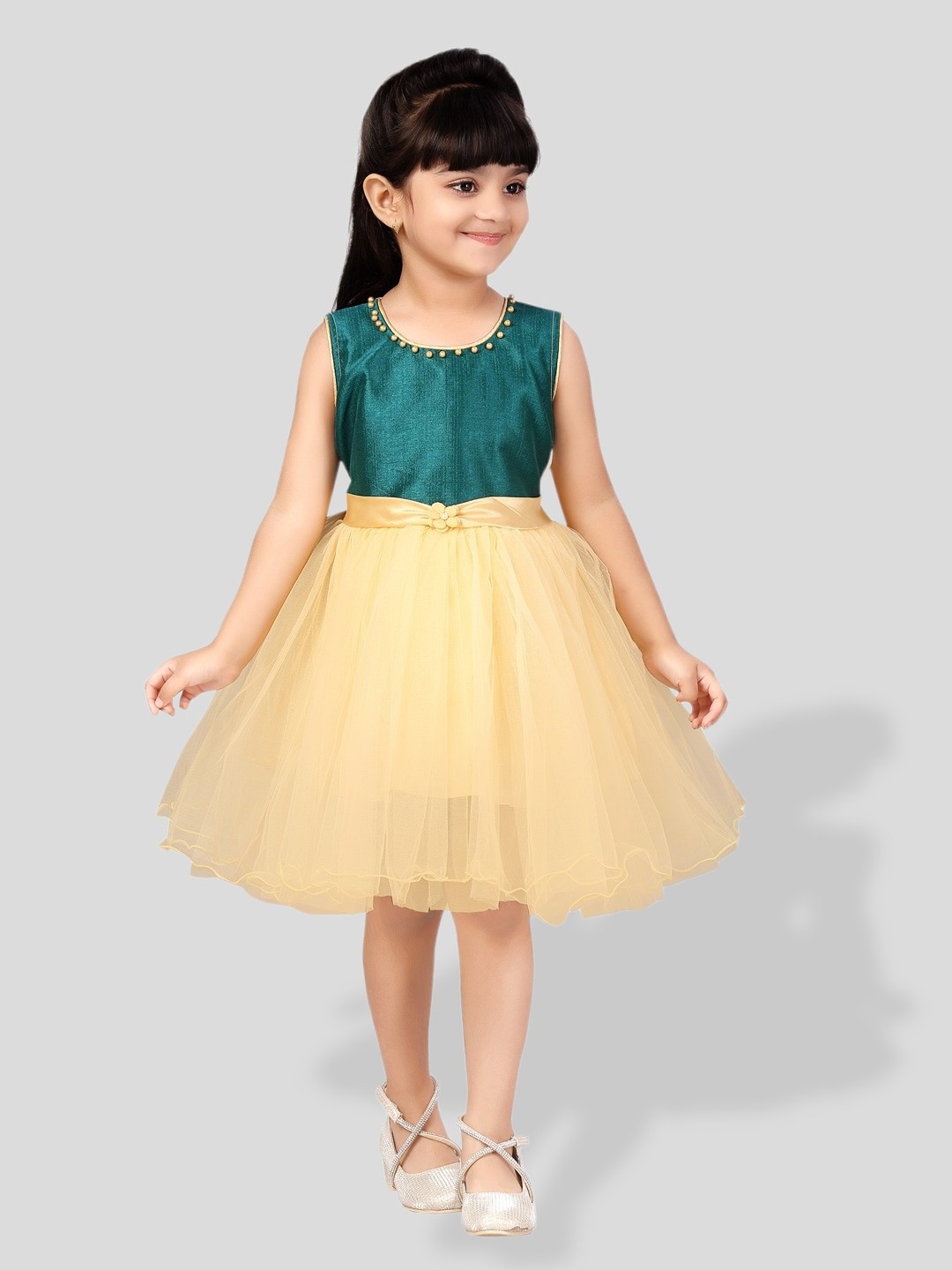 

BAESD Girls Embellished Net Fit & Flare Dress, Yellow