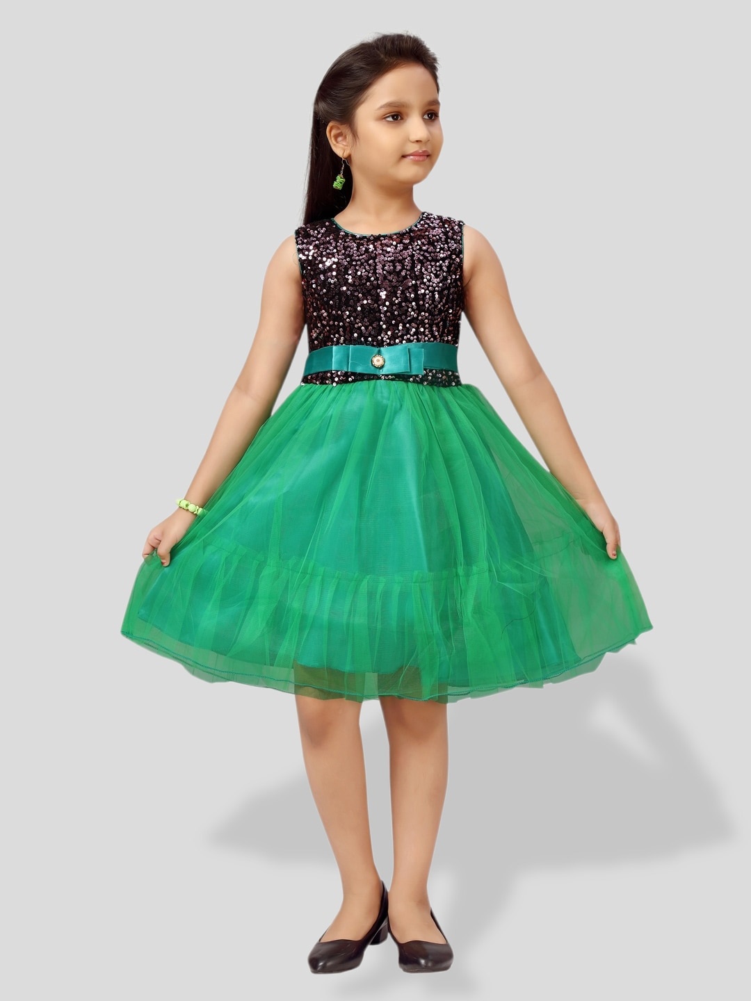 

BAESD Girls Sequined Fit & Flare Dress, Green