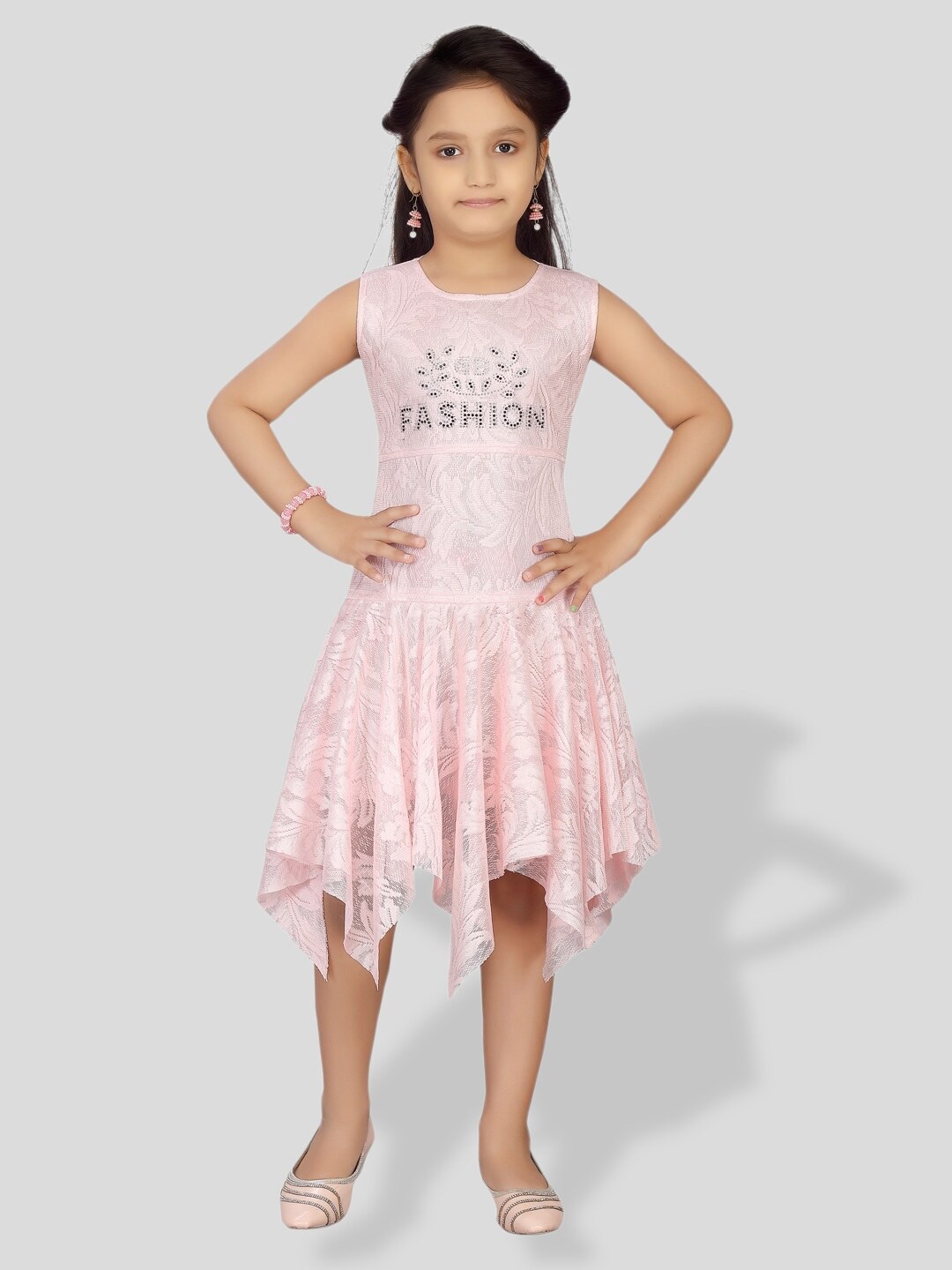 

BAESD Girls Embellished Net Drop Waist Dress, Pink