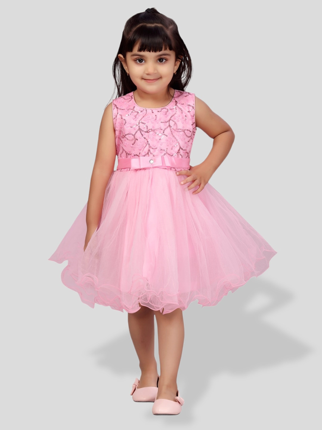 

BAESD Pink Net Fit & Flare Dress
