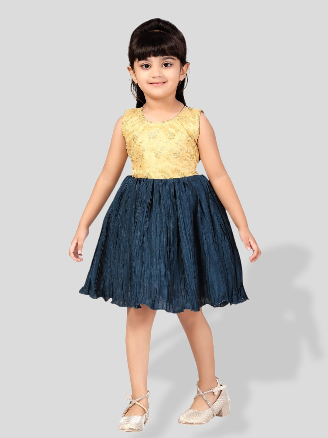 

BAESD Girls Silk Embellished Fit & Flare Dress, Blue