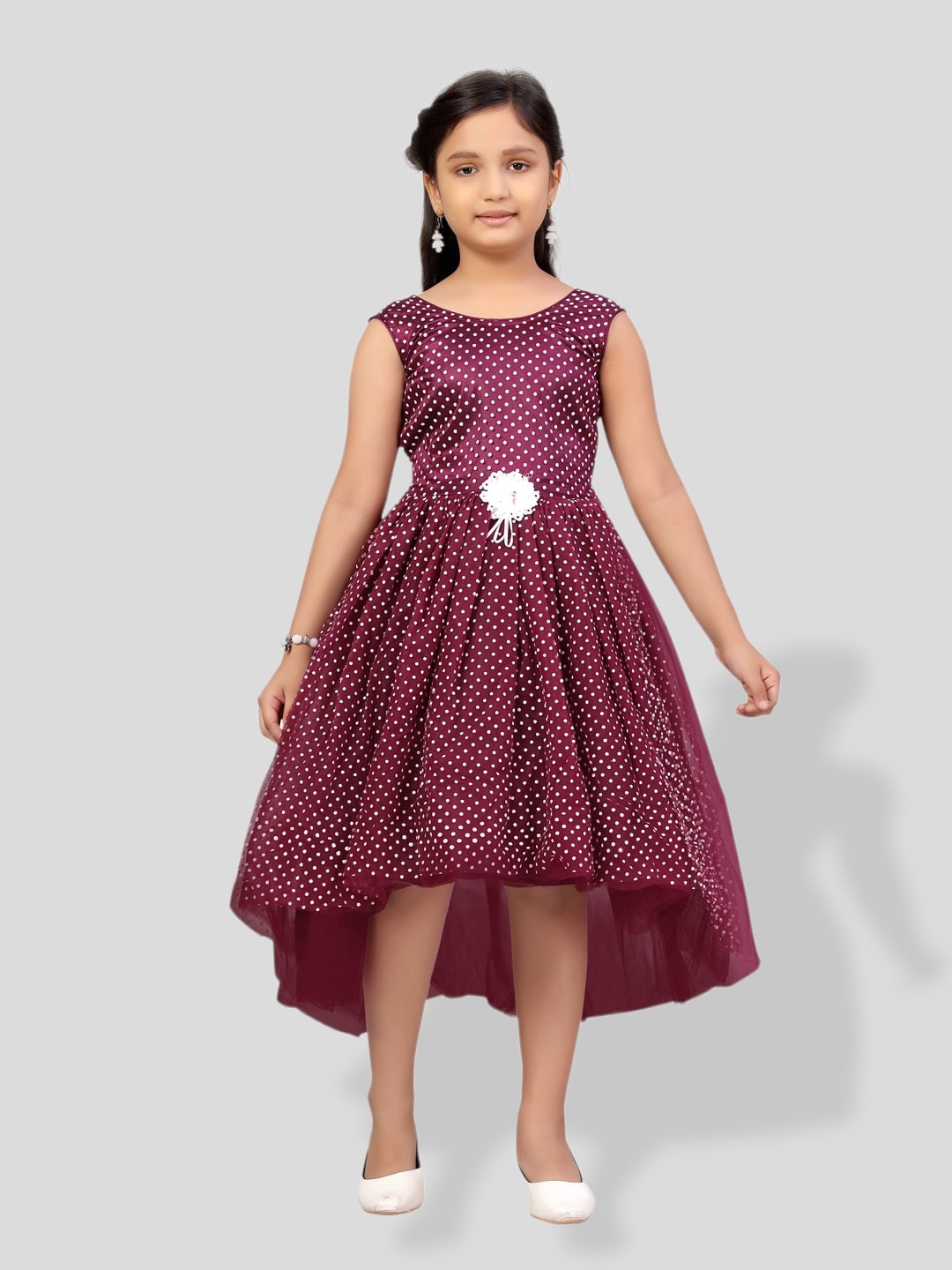 

BAESD Polka Dot Printed Fit & Flare Midi Dress, Purple